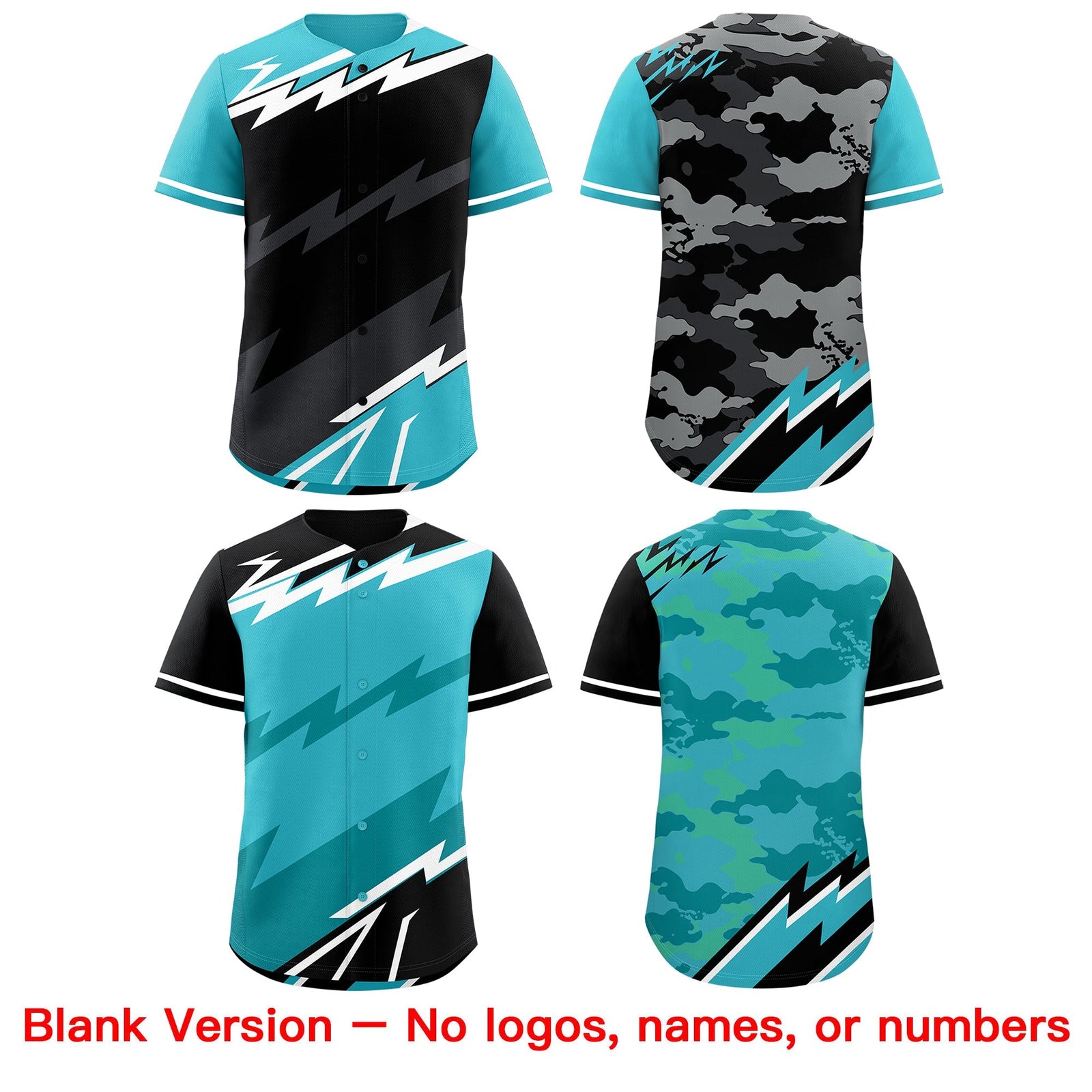 Custom Black Sky Blue Gray short sleeves Reversible Lightning Pattern Graffiti Graffiti Pattern Moisture-Wicking Baseball Jersey| KXKSHOP