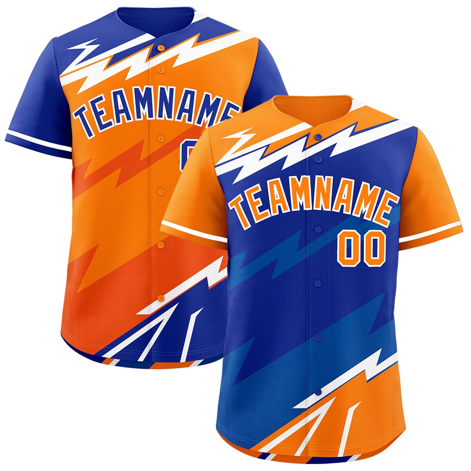 Custom Royal Blue Orange Royal short sleeves Reversible Lightning Pattern Graffiti Graffiti Pattern Lightweight Baseball Jersey| KXKSHOP