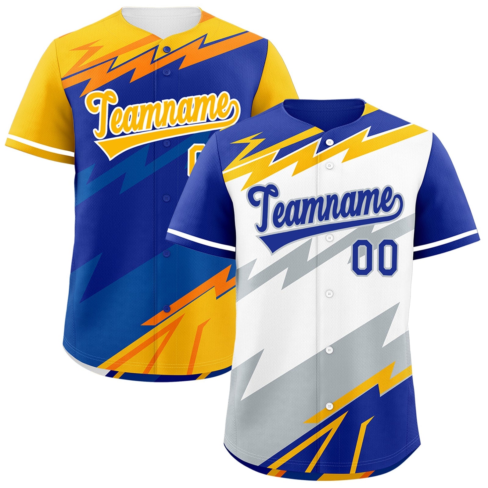 Custom White Royal Blue Silver short sleeves Reversible Lightning Pattern Graffiti Graffiti Pattern Breathable Baseball Jersey| KXKSHOP