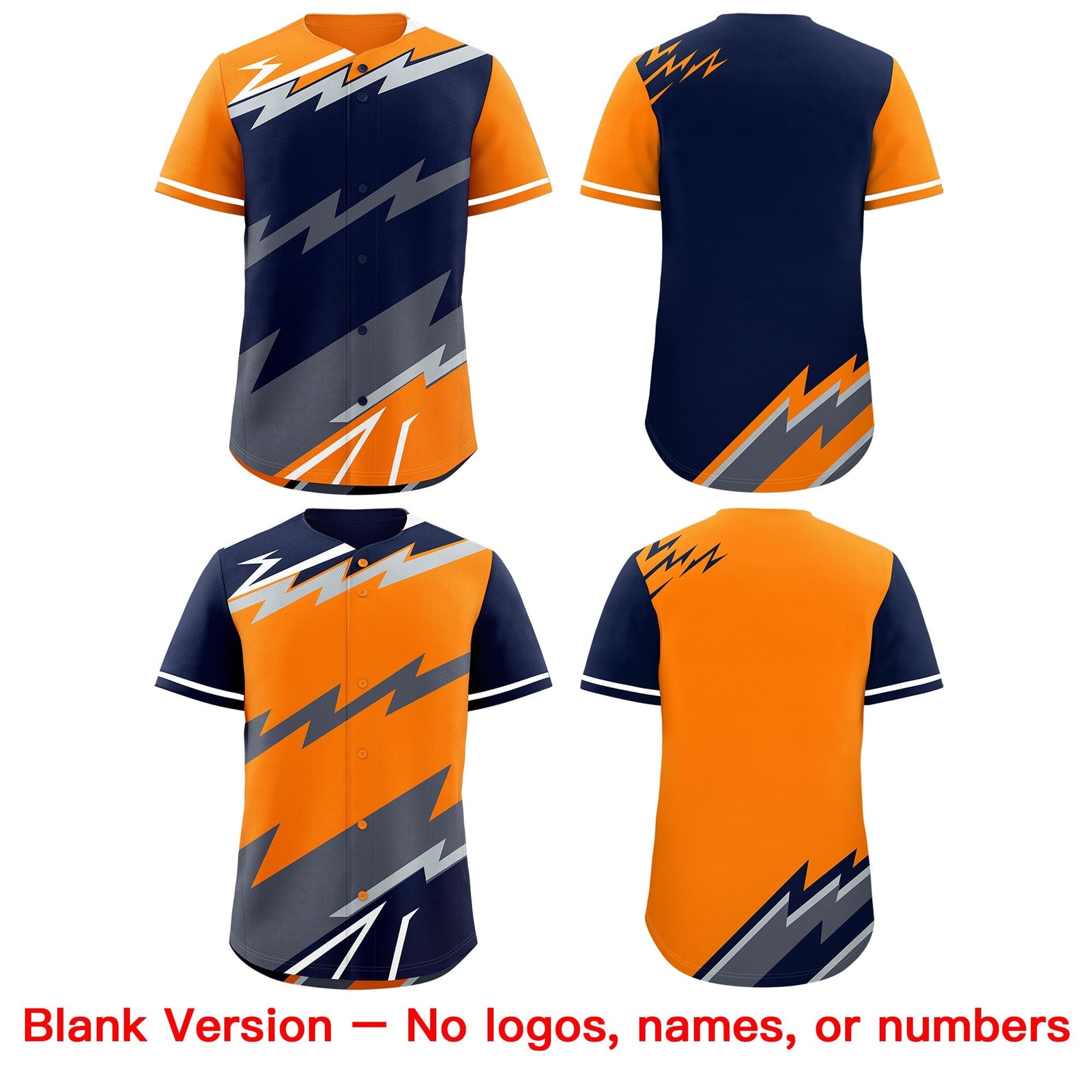 Custom Black Gray Silver short sleeves Reversible Lightning Pattern Graffiti Graffiti Pattern Moisture-Wicking Baseball Jersey| KXKSHOP