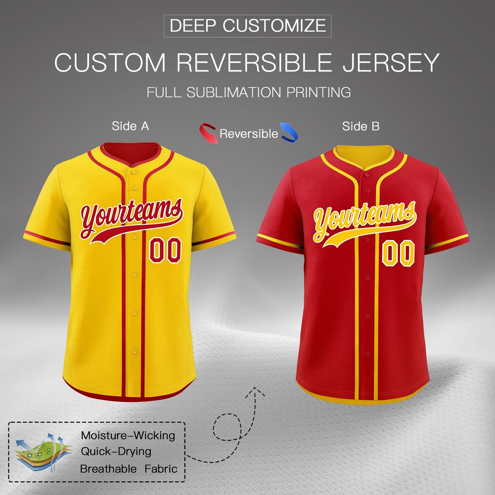 Custom Red White Reversible Classic Style Lightweight Baseball Jersey| KXKSHOP