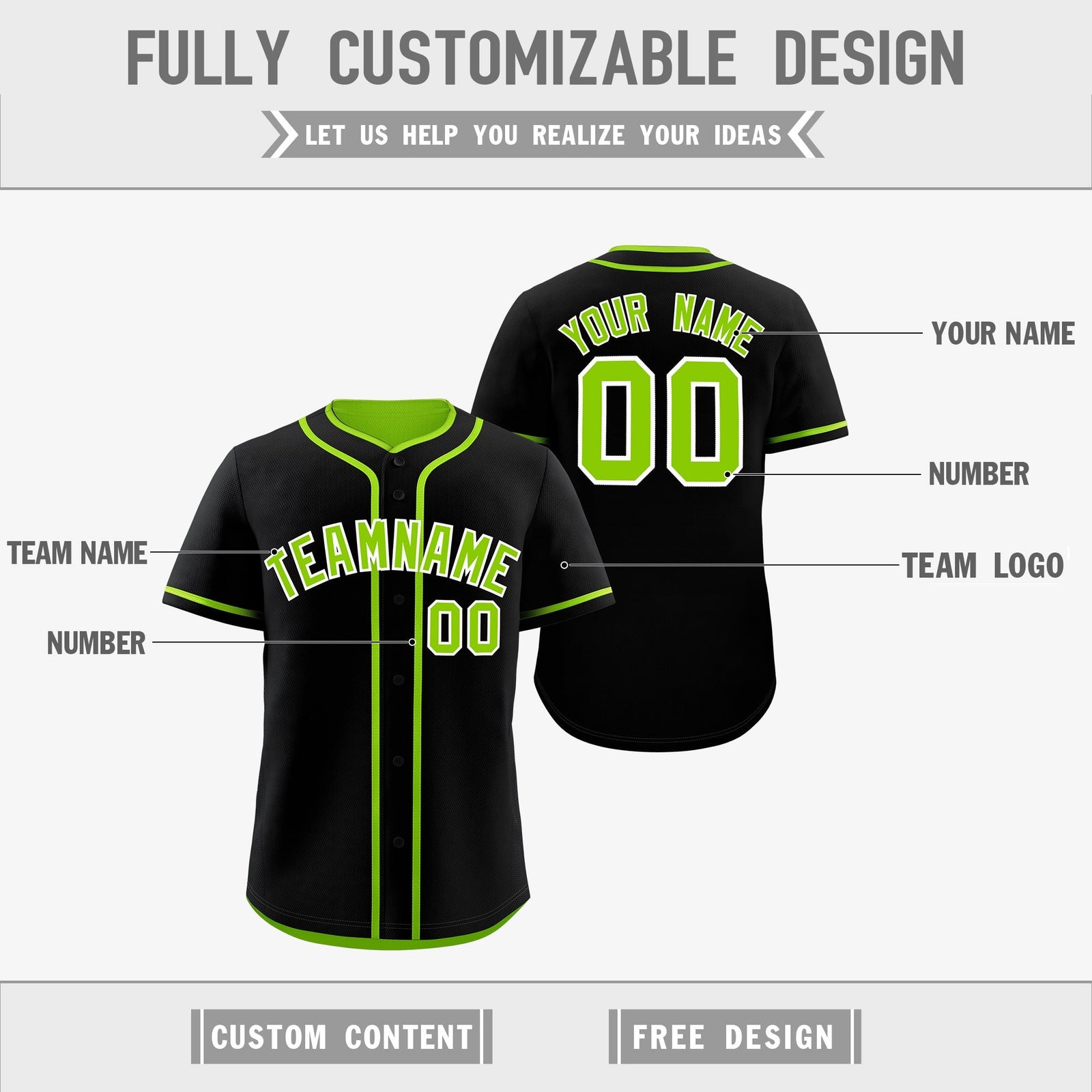 Custom Neon Green Black Reversible Classic Style Lightweight Baseball Jersey| KXKSHOP