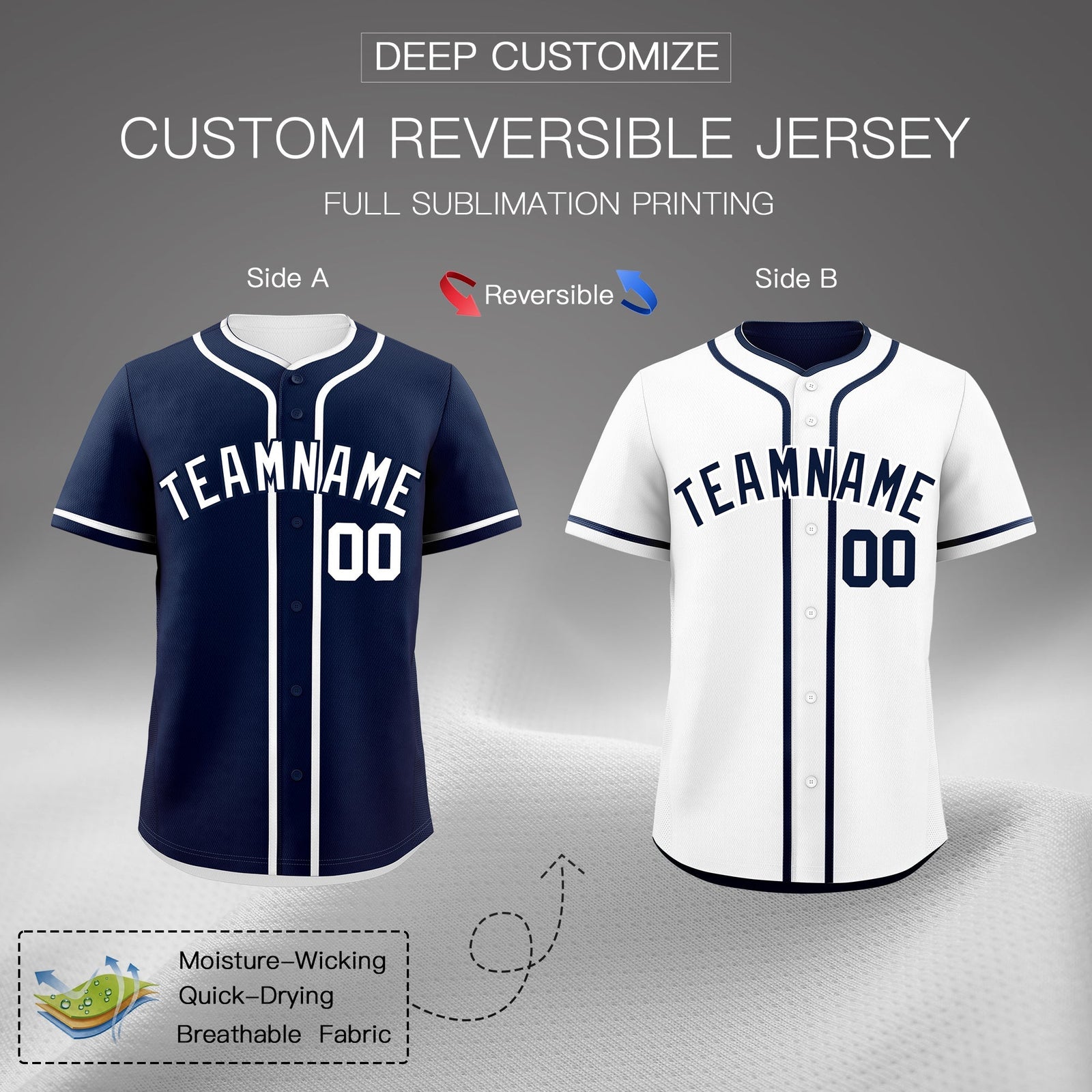 Custom White Reversible Classic Style Lightweight Baseball Jersey| KXKSHOP