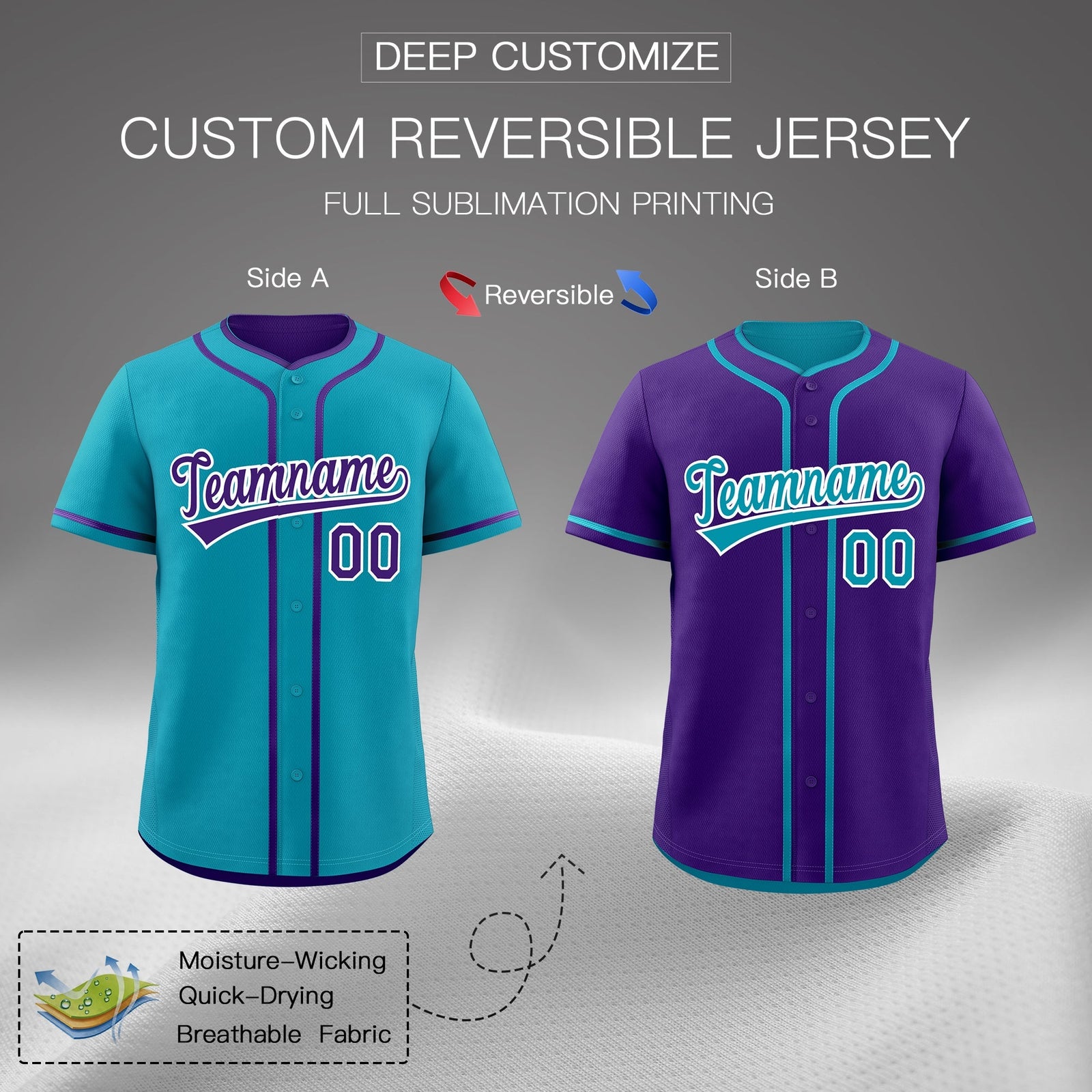 Custom Purple White Reversible Classic Style Lightweight Baseball Jersey| KXKSHOP