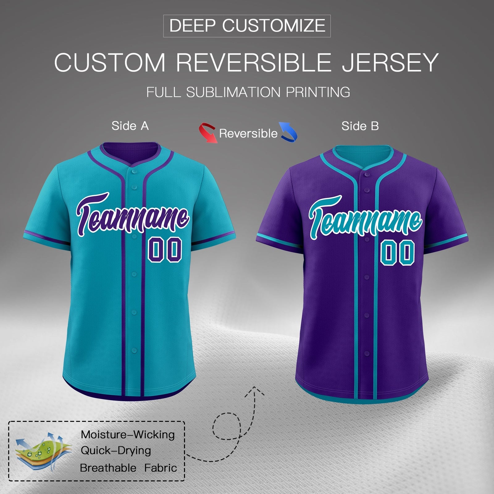 Custom Purple White Reversible Classic Style Lightweight Baseball Jersey| KXKSHOP