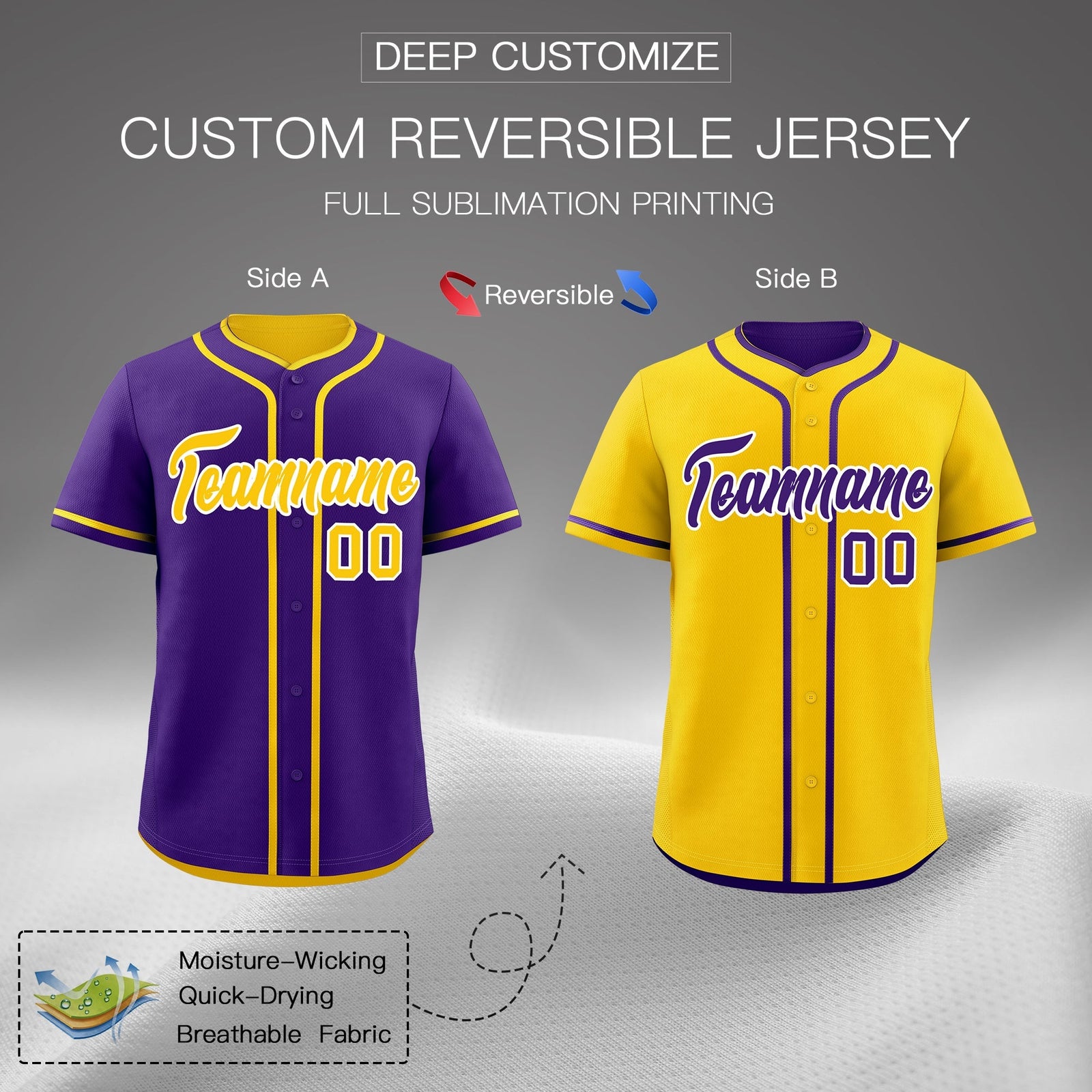 Custom Gold White Reversible Classic Style Lightweight Baseball Jersey| KXKSHOP