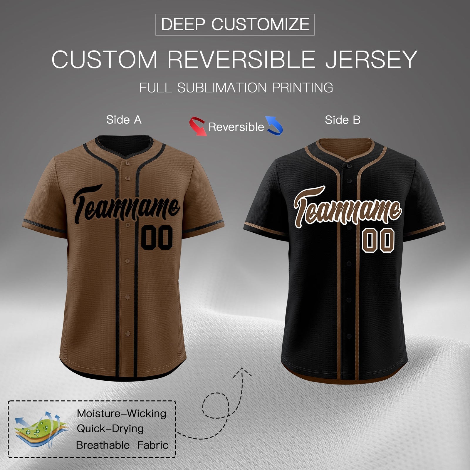 Custom Black White Reversible Classic Style Moisture-Wicking Baseball Jersey| KXKSHOP