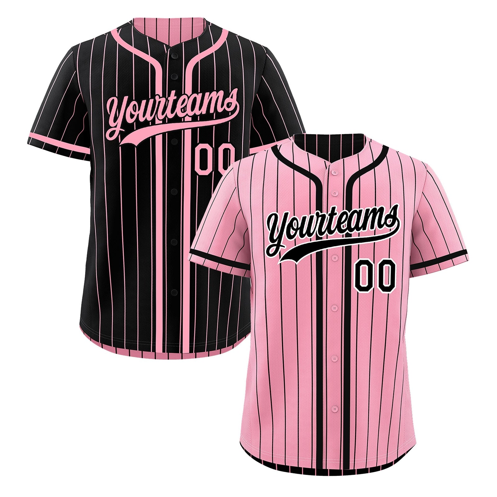 Custom Light Pink Black Reversible Gradient Fashion Breathable Baseball Jersey| KXKSHOP