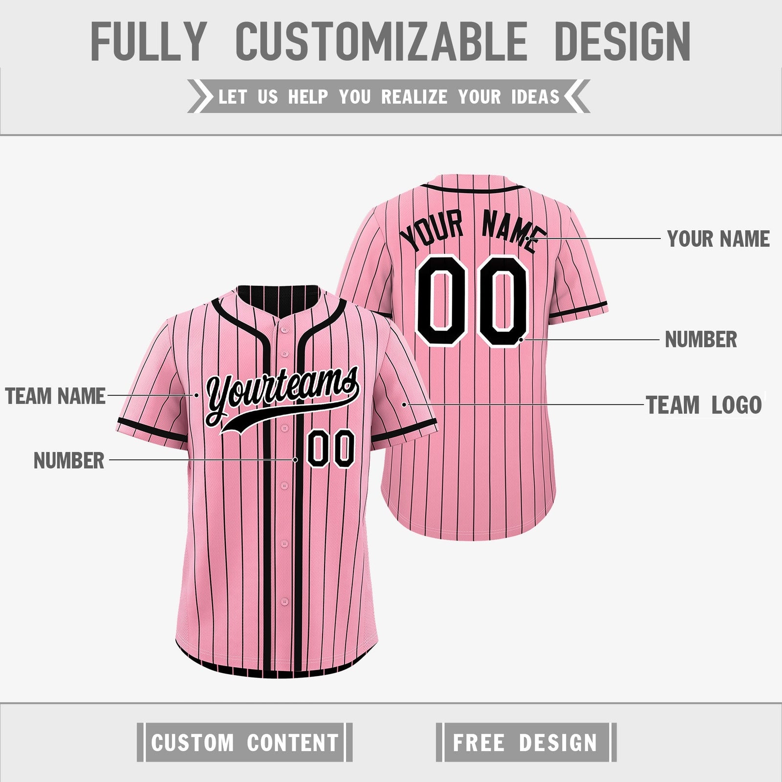 Custom Light Pink Black Reversible Gradient Fashion Breathable Baseball Jersey| KXKSHOP