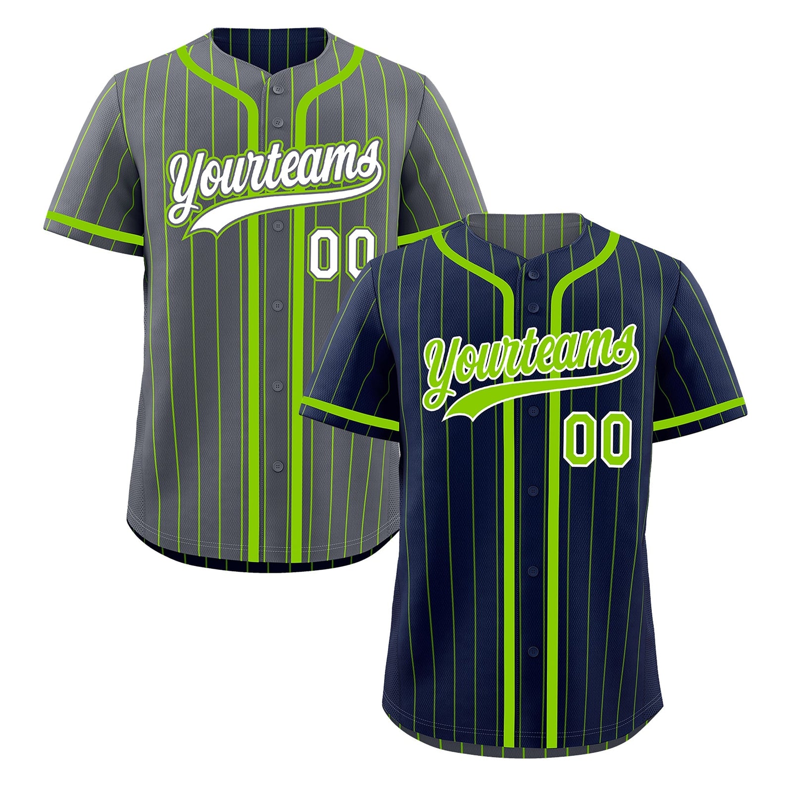 Custom Navy Neon Green Reversible Gradient Fashion Breathable Baseball Jersey| KXKSHOP