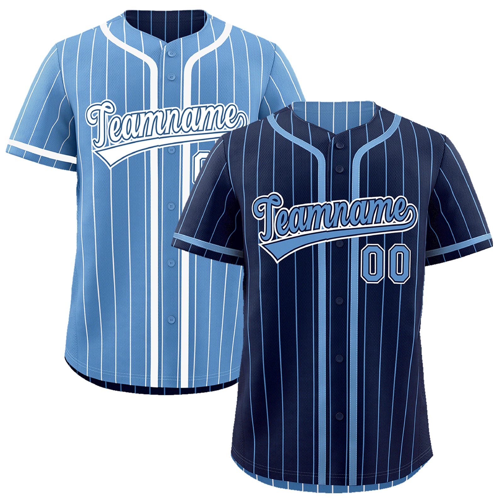 Custom Navy Light Blue Reversible Gradient Fashion Breathable Baseball Jersey| KXKSHOP