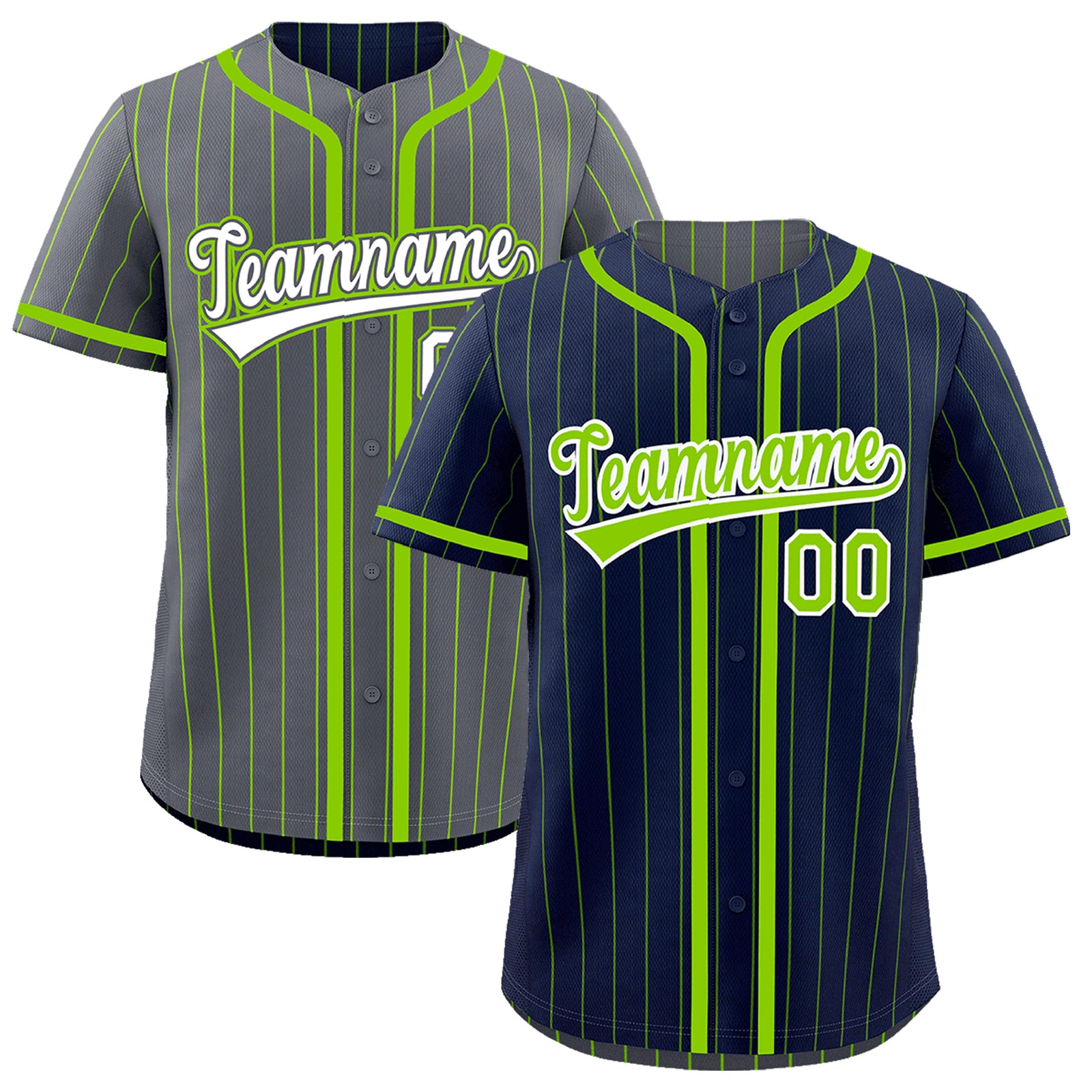 Custom Navy Neon Green Reversible Gradient Fashion Breathable Baseball Jersey| KXKSHOP