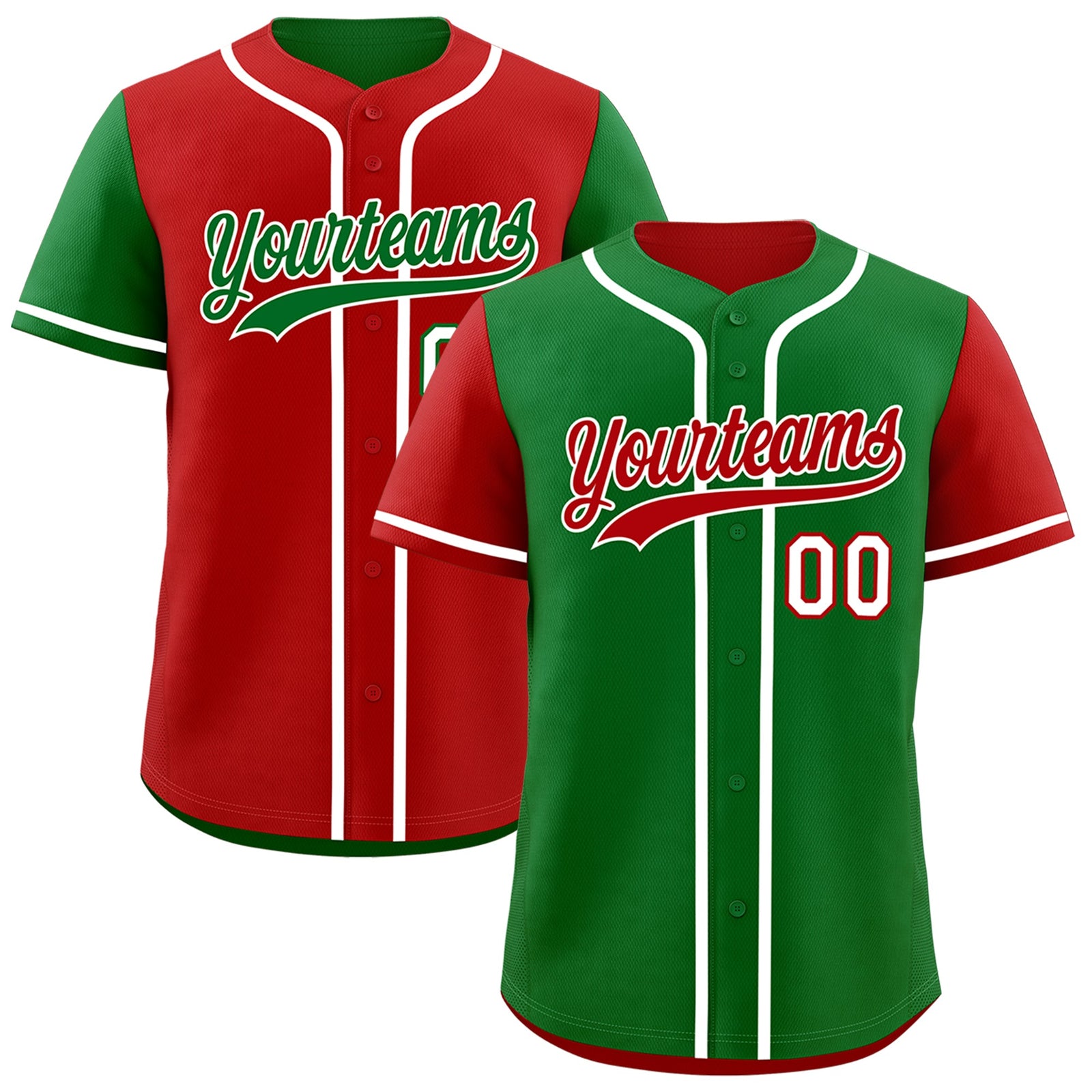 Custom Kelly Green Red Reversible Raglan Sleeves Baseball Jersey| KXKSHOP
