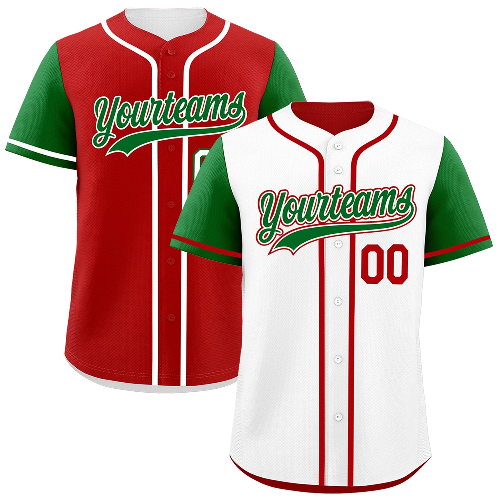 Custom White Red Reversible Raglan Sleeves Baseball Jersey| KXKSHOP