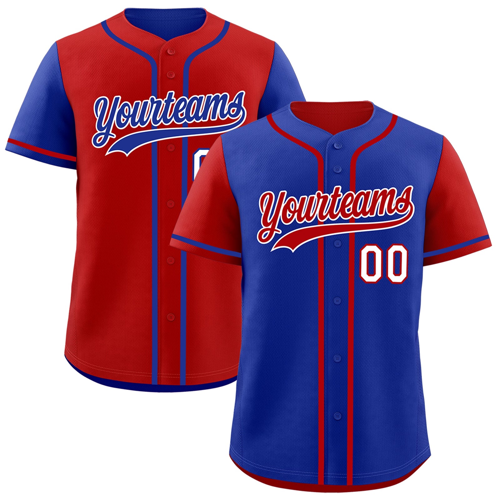 Custom Red Blue Reversible Raglan Sleeves Baseball Jersey| KXKSHOP