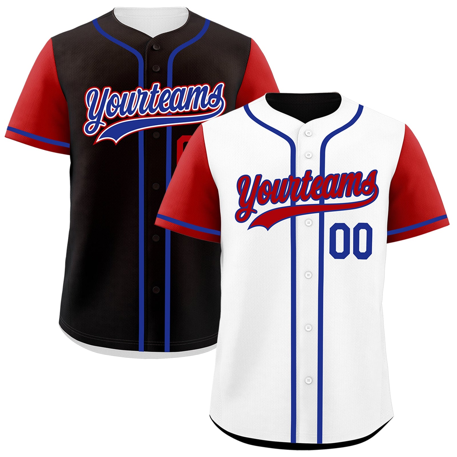 Custom White Black Royal Blue Reversible Raglan Sleeves Baseball Jersey| KXKSHOP
