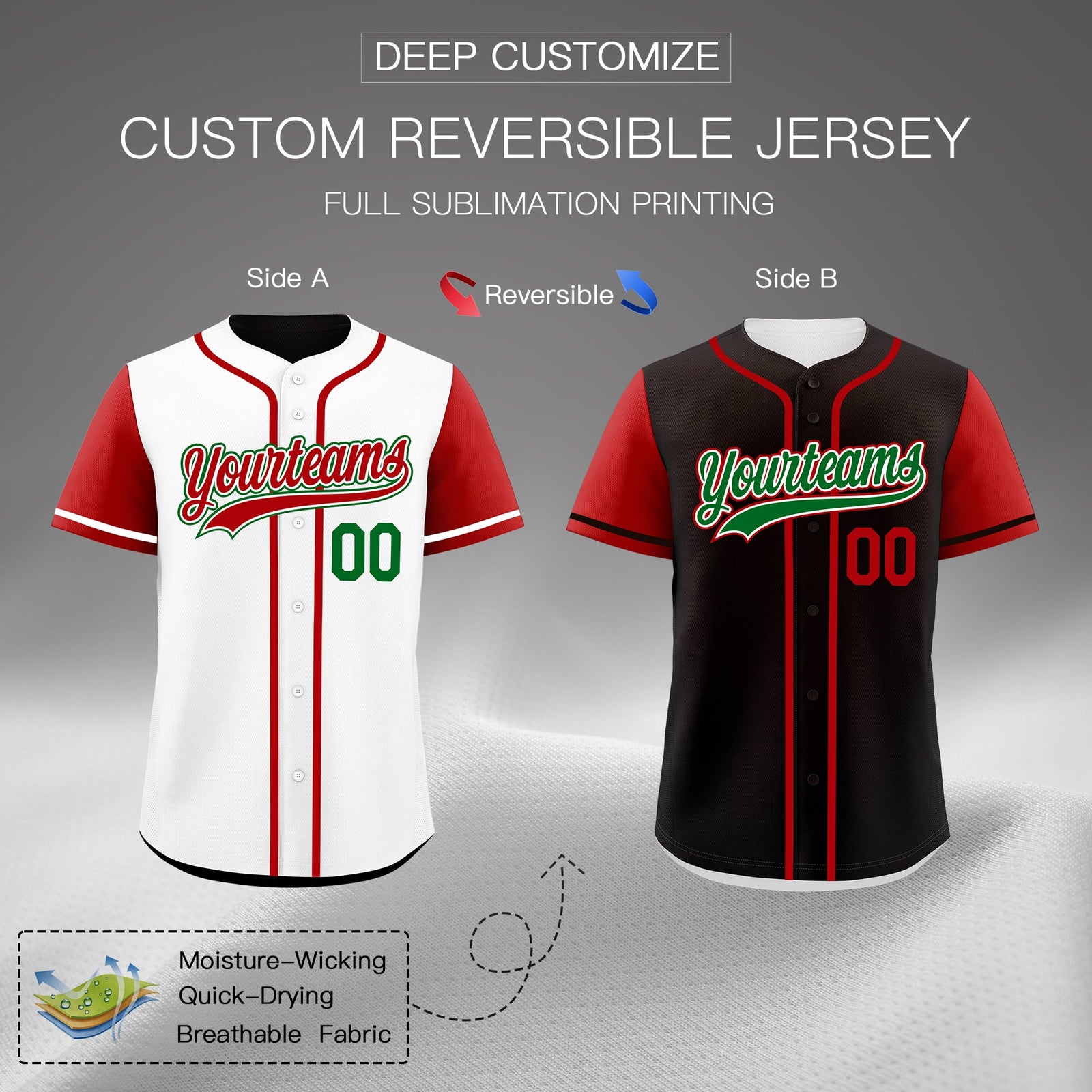 Custom Black White Reversible Raglan Sleeves Baseball Jersey| KXKSHOP