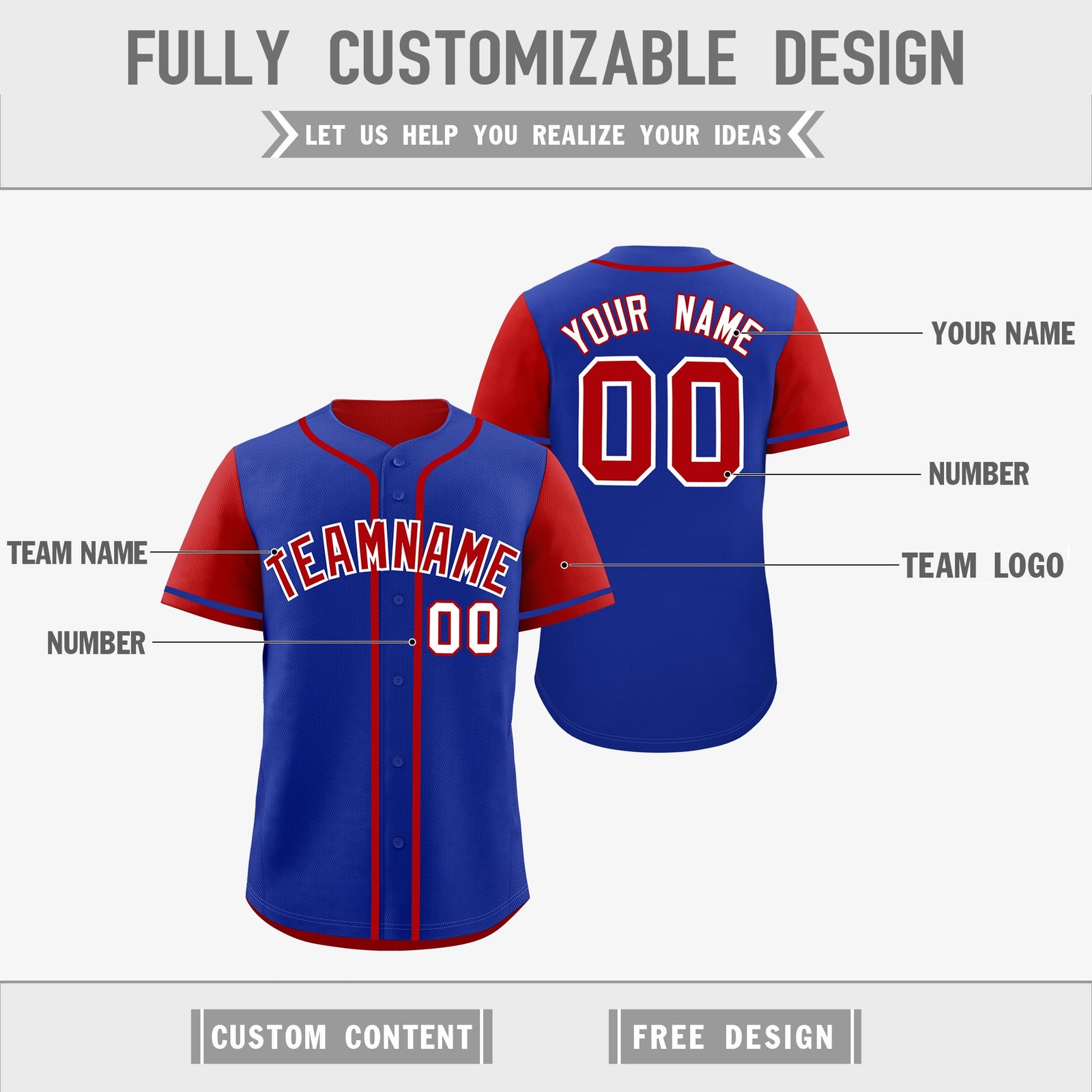 Custom Red Blue Reversible Raglan Sleeves Baseball Jersey| KXKSHOP