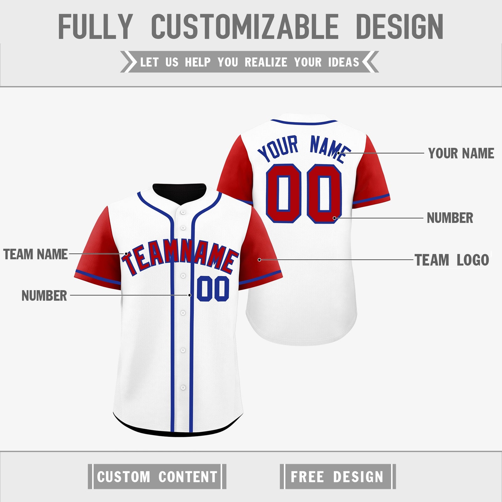 Custom White Black Royal Blue Reversible Raglan Sleeves Baseball Jersey| KXKSHOP