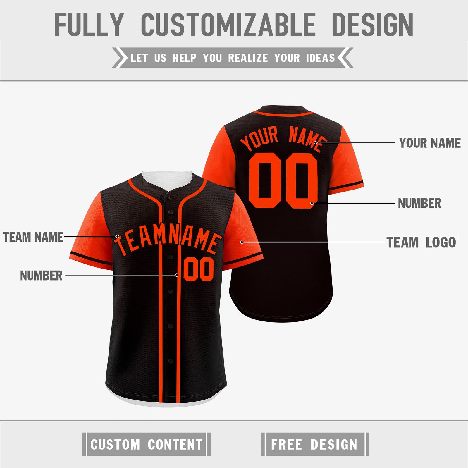 Custom Black White Orange Reversible Raglan Sleeves Baseball Jersey| KXKSHOP