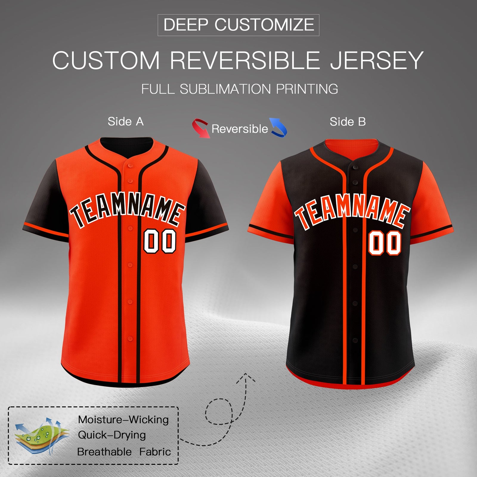 Custom Black Orange Reversible Raglan Sleeves Baseball Jersey| KXKSHOP