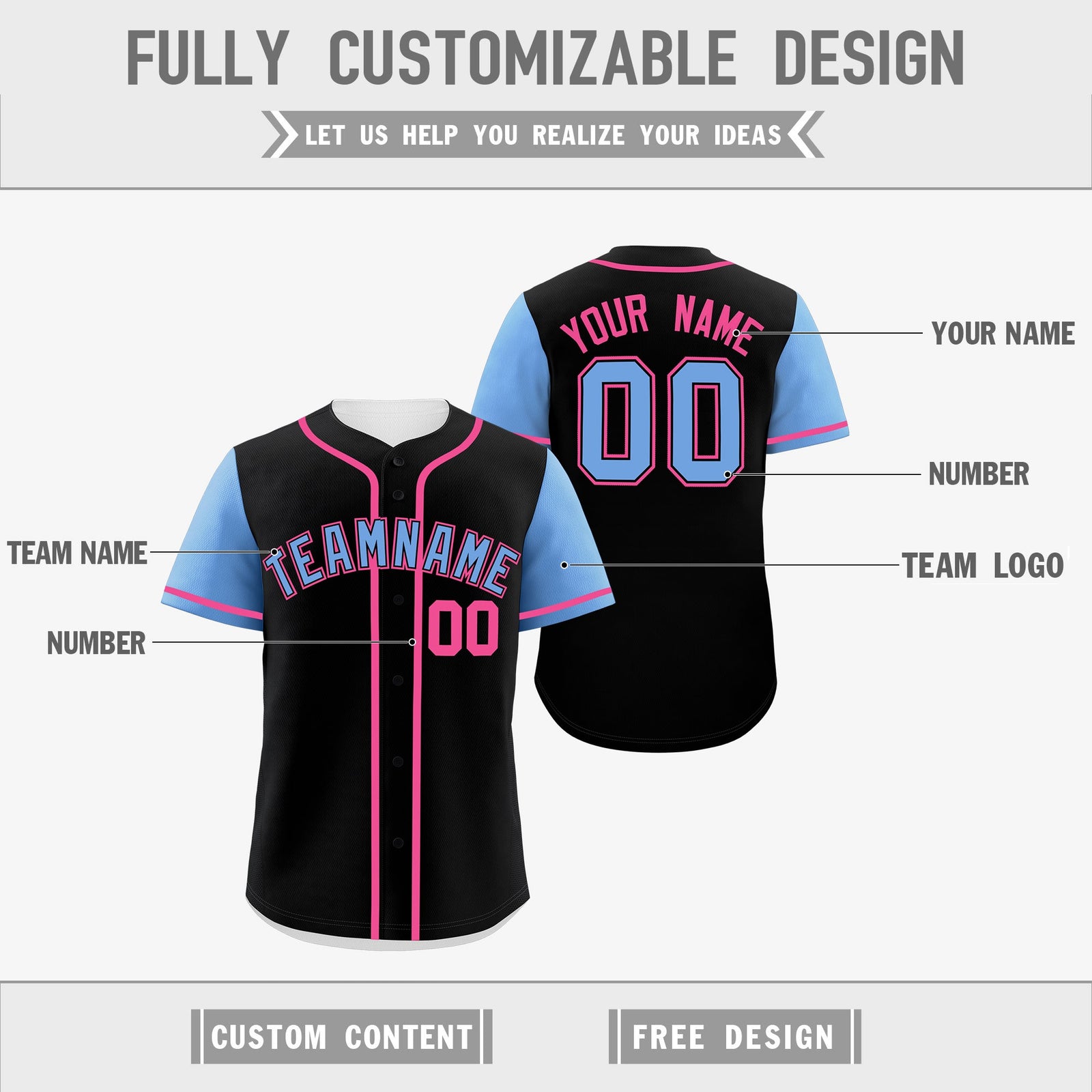 Custom Light Blue Black Yellow Reversible Raglan Sleeves Baseball Jersey| KXKSHOP