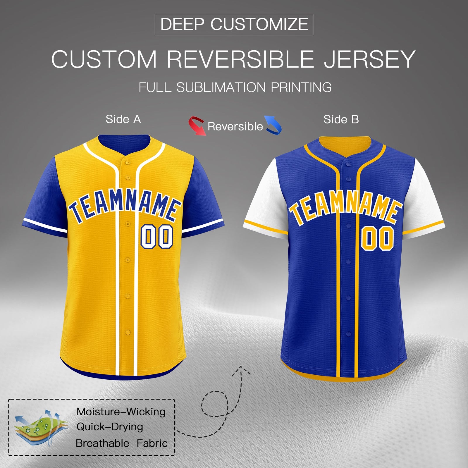 Custom Crimson Navy Yellow Reversible Raglan Sleeves Baseball Jersey| KXKSHOP