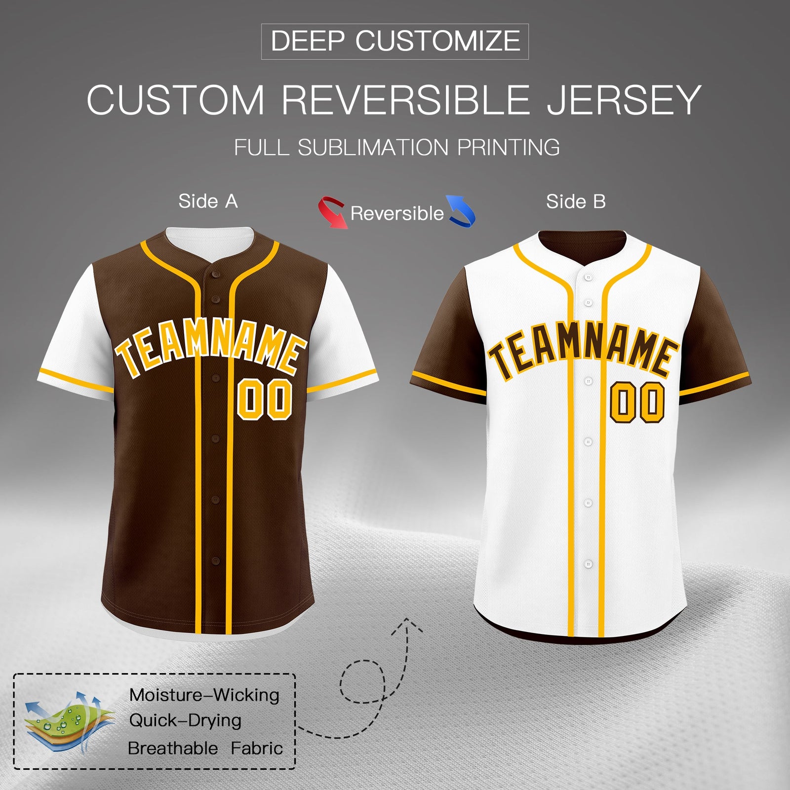 Custom Brown White Orange Reversible Raglan Sleeves Baseball Jersey| KXKSHOP