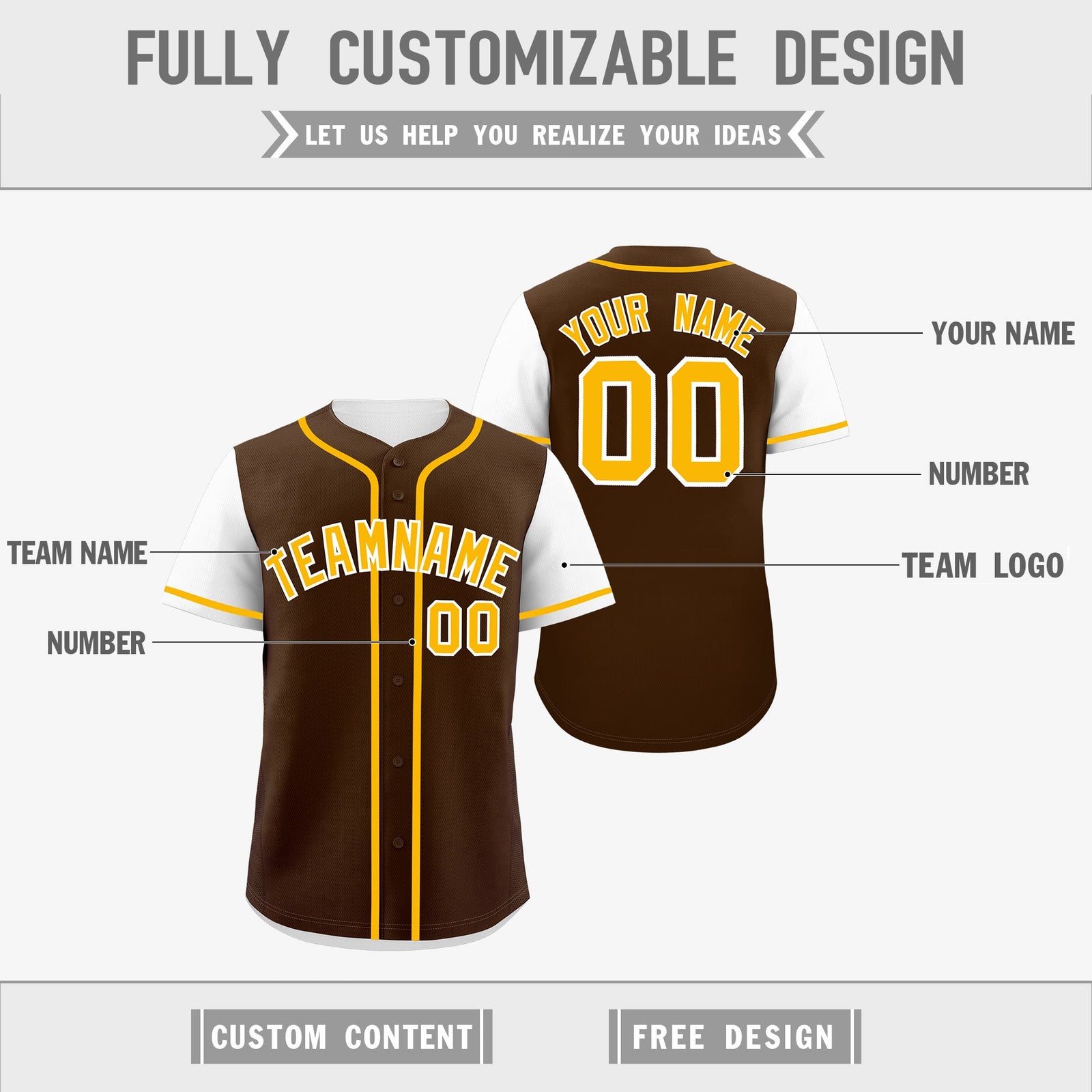 Custom Brown White Orange Reversible Raglan Sleeves Baseball Jersey| KXKSHOP