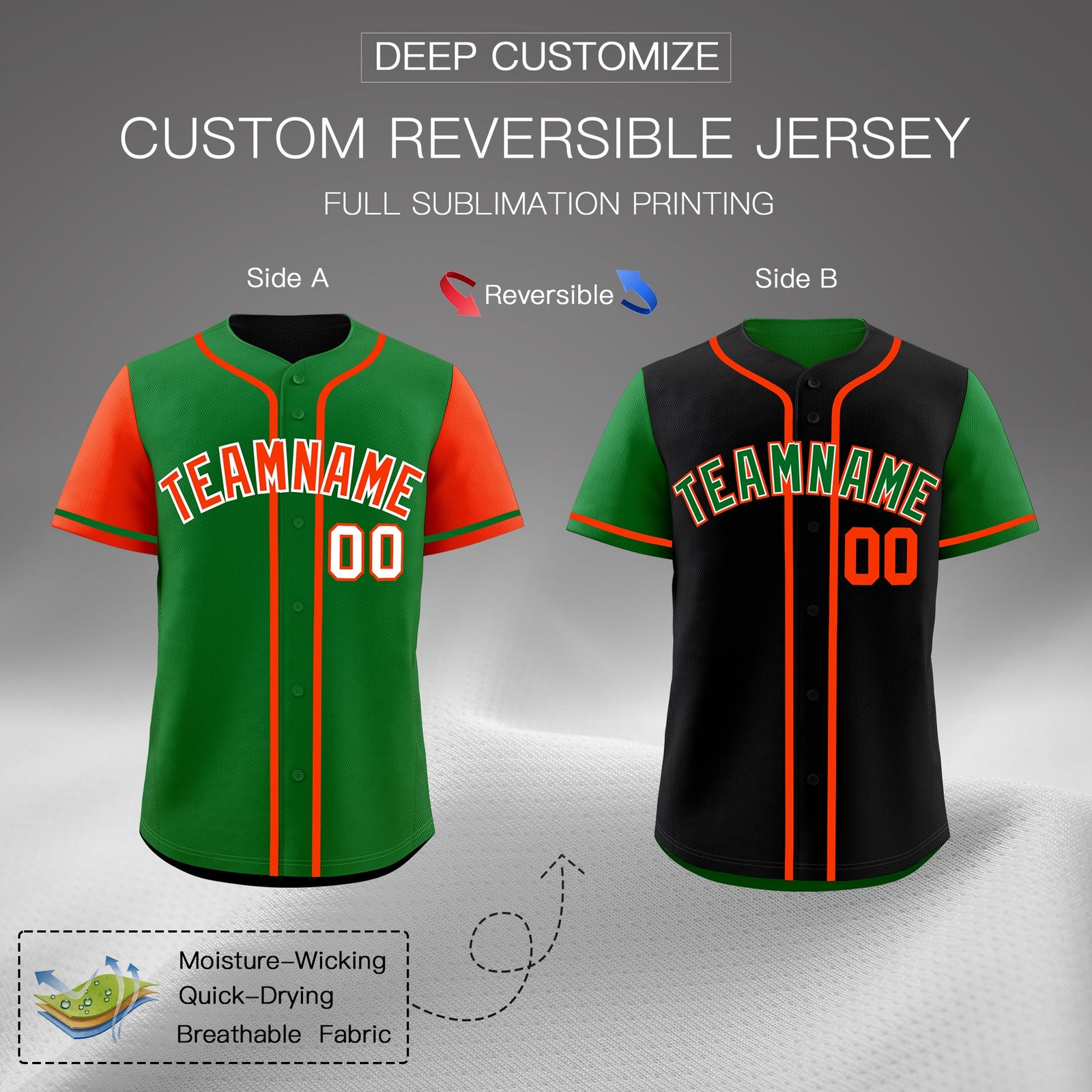 Custom Kelly Green White Reversible Raglan Sleeves Baseball Jersey| KXKSHOP