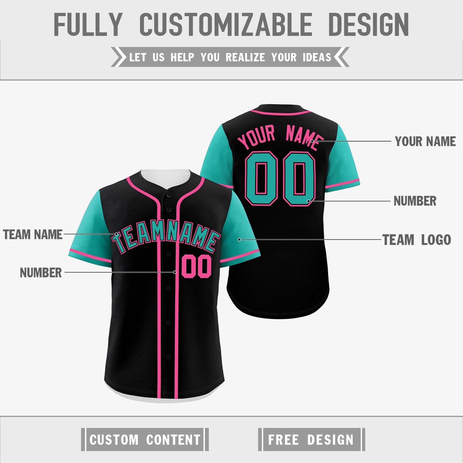 Custom Black White Pink Reversible Raglan Sleeves Baseball Jersey| KXKSHOP