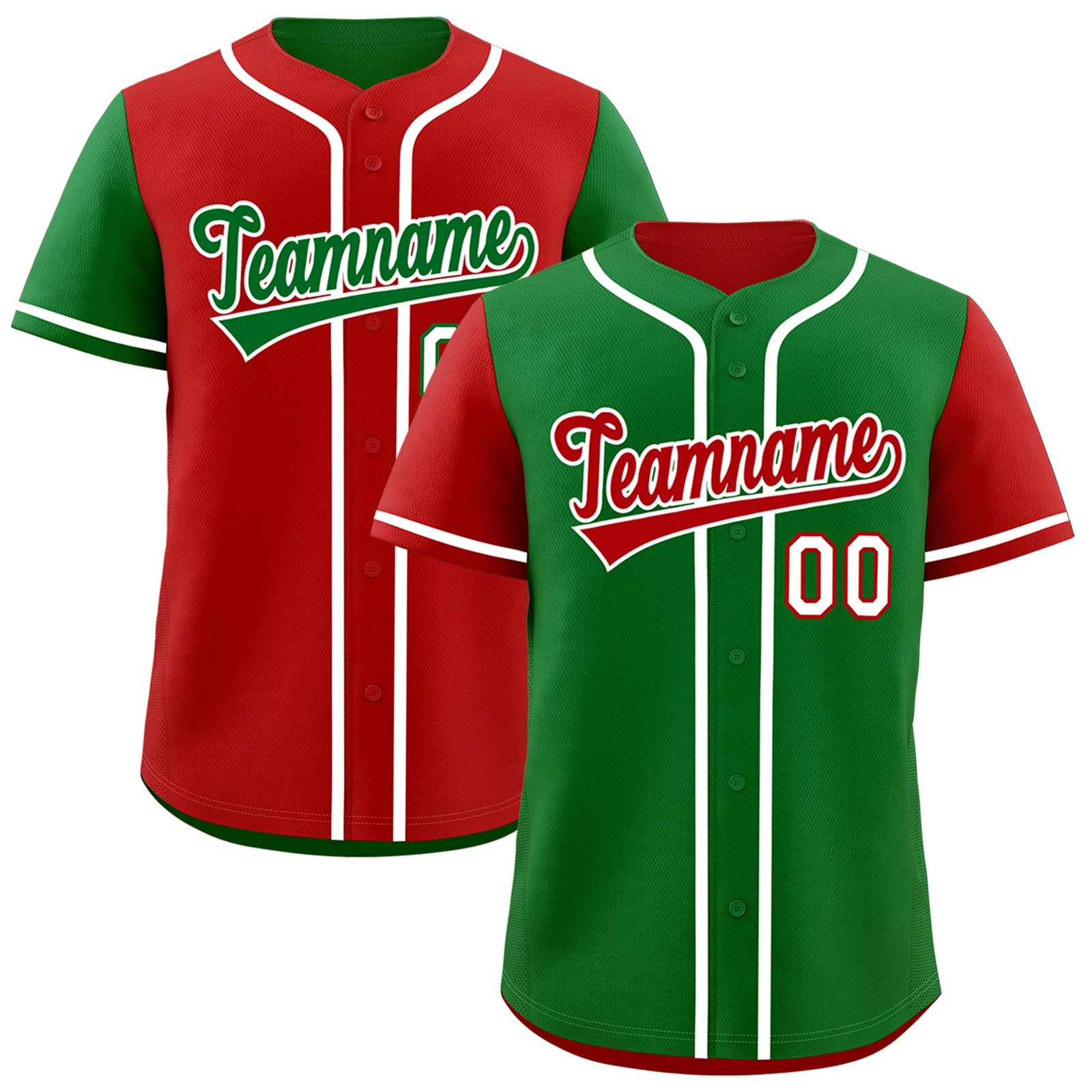 Custom Kelly Green Red Reversible Raglan Sleeves Baseball Jersey| KXKSHOP