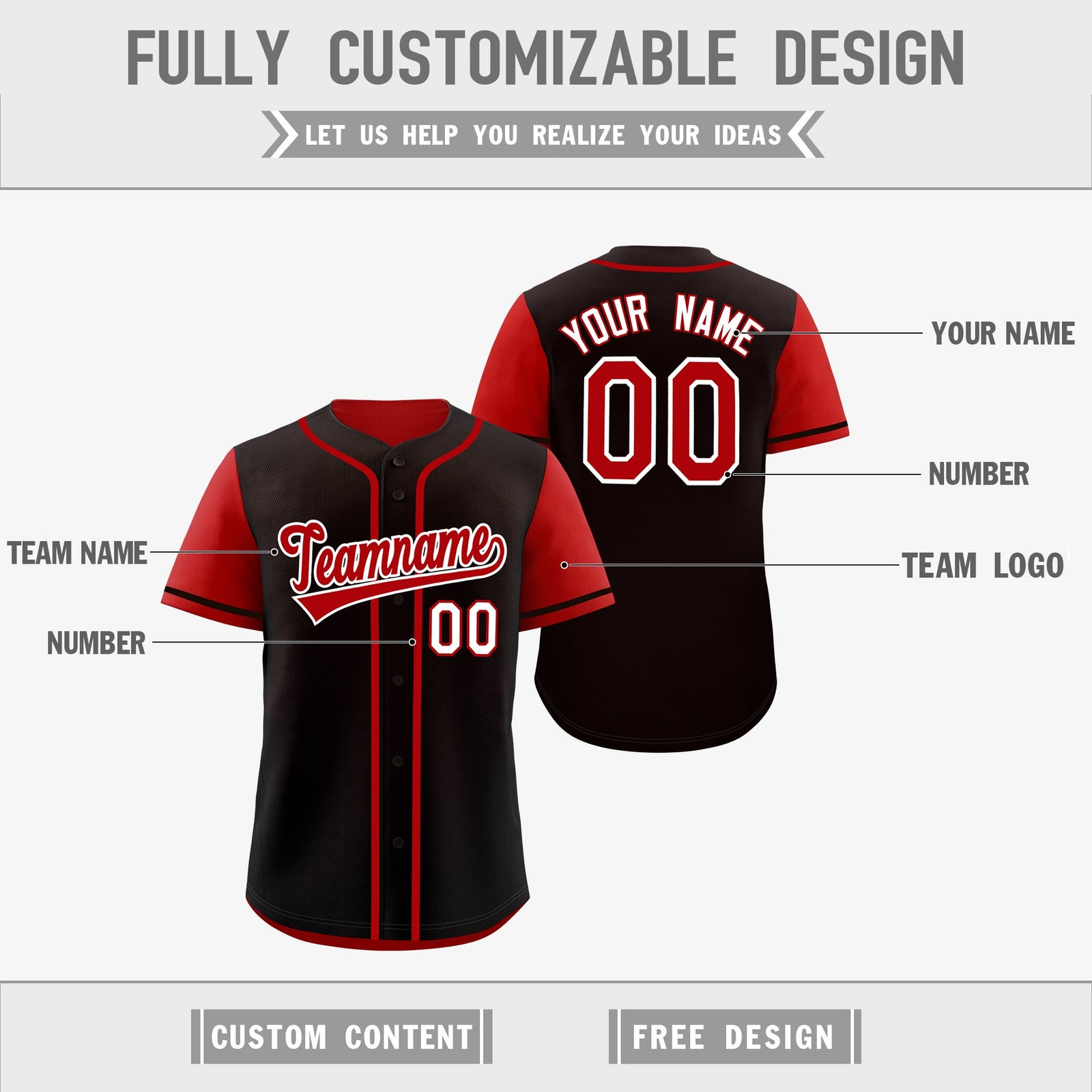 Custom Red Black Reversible Raglan Sleeves Baseball Jersey| KXKSHOP