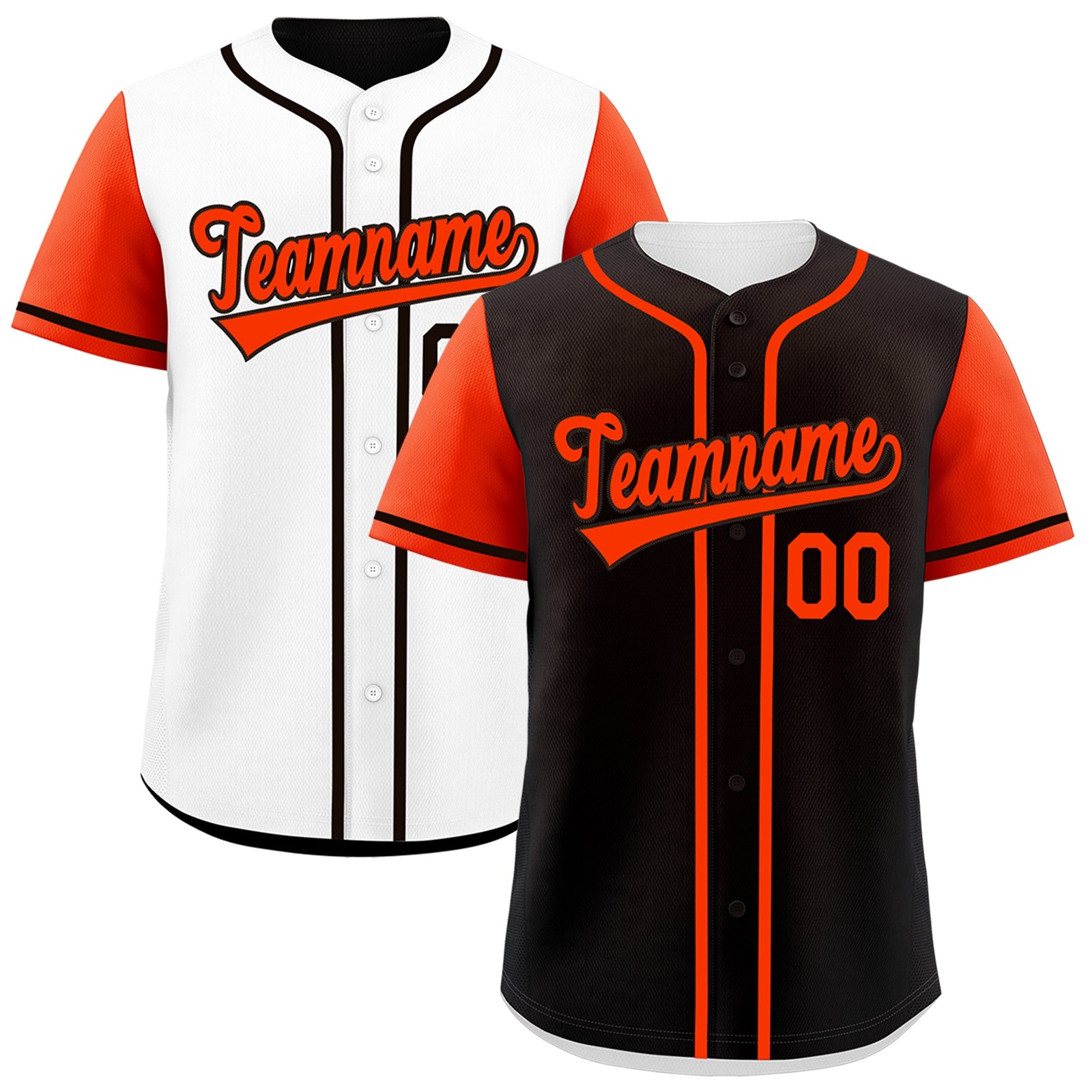 Custom Black White Orange Reversible Raglan Sleeves Baseball Jersey| KXKSHOP