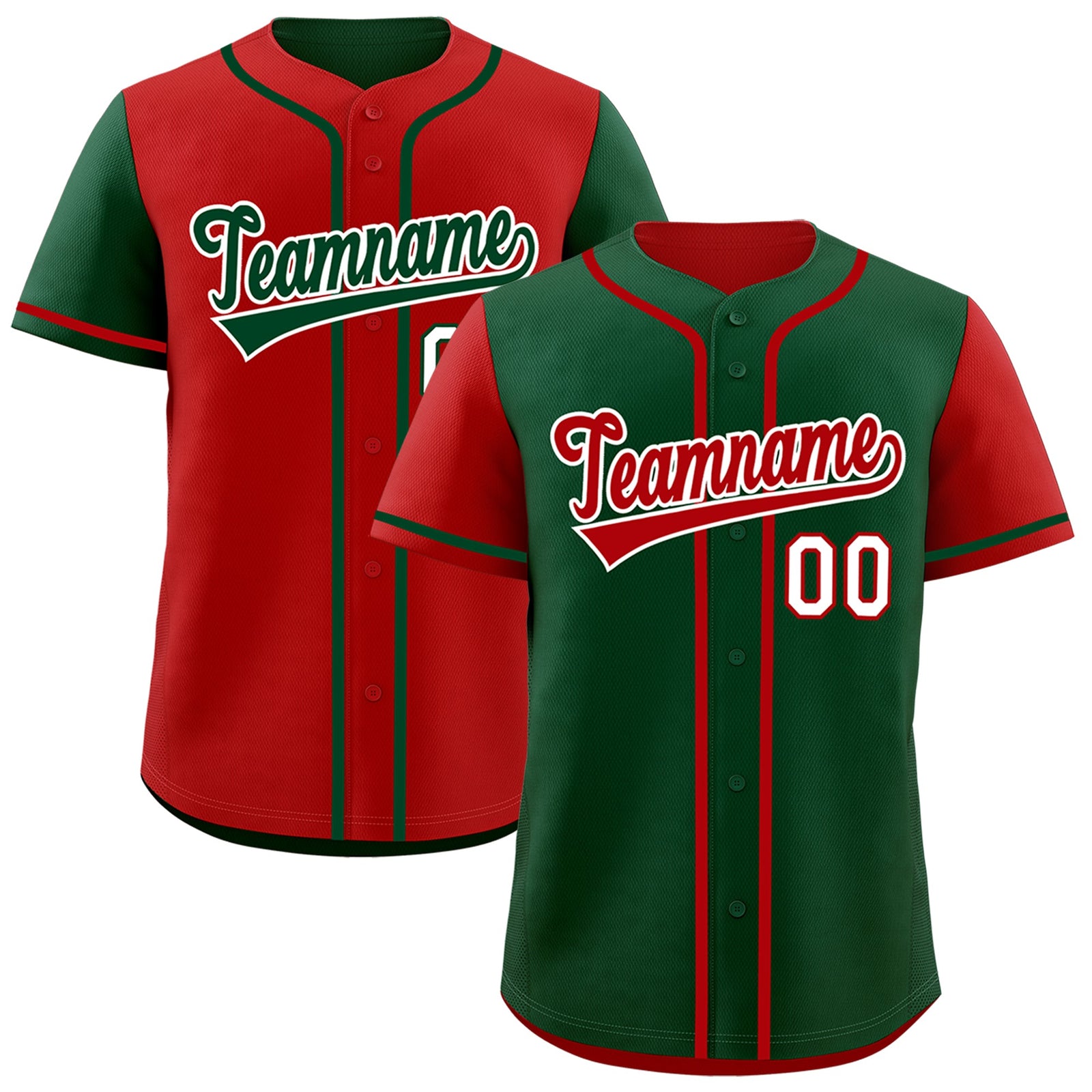 Custom Red Kelly Green Reversible Raglan Sleeves Baseball Jersey| KXKSHOP