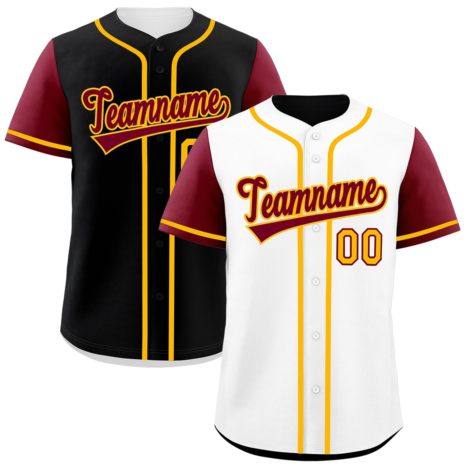 Custom White Black Yellow Reversible Raglan Sleeves Baseball Jersey| KXKSHOP