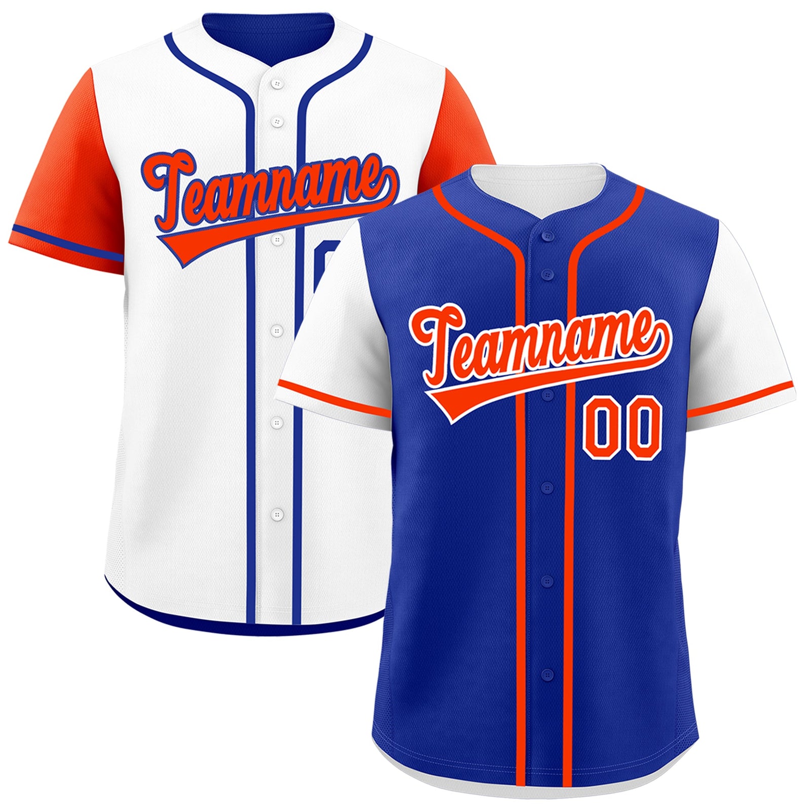 Custom Royal Blue White Orange Reversible Raglan Sleeves Baseball Jersey| KXKSHOP