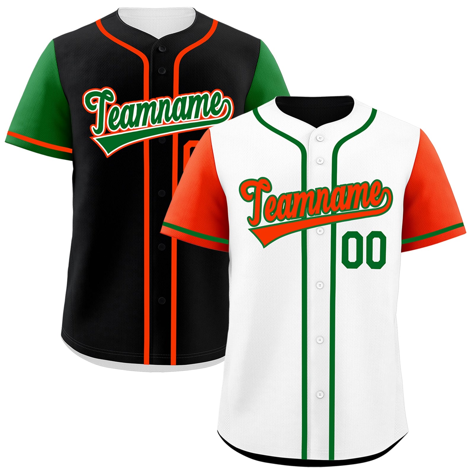 Custom White Black Kelly Green Reversible Raglan Sleeves Baseball Jersey| KXKSHOP