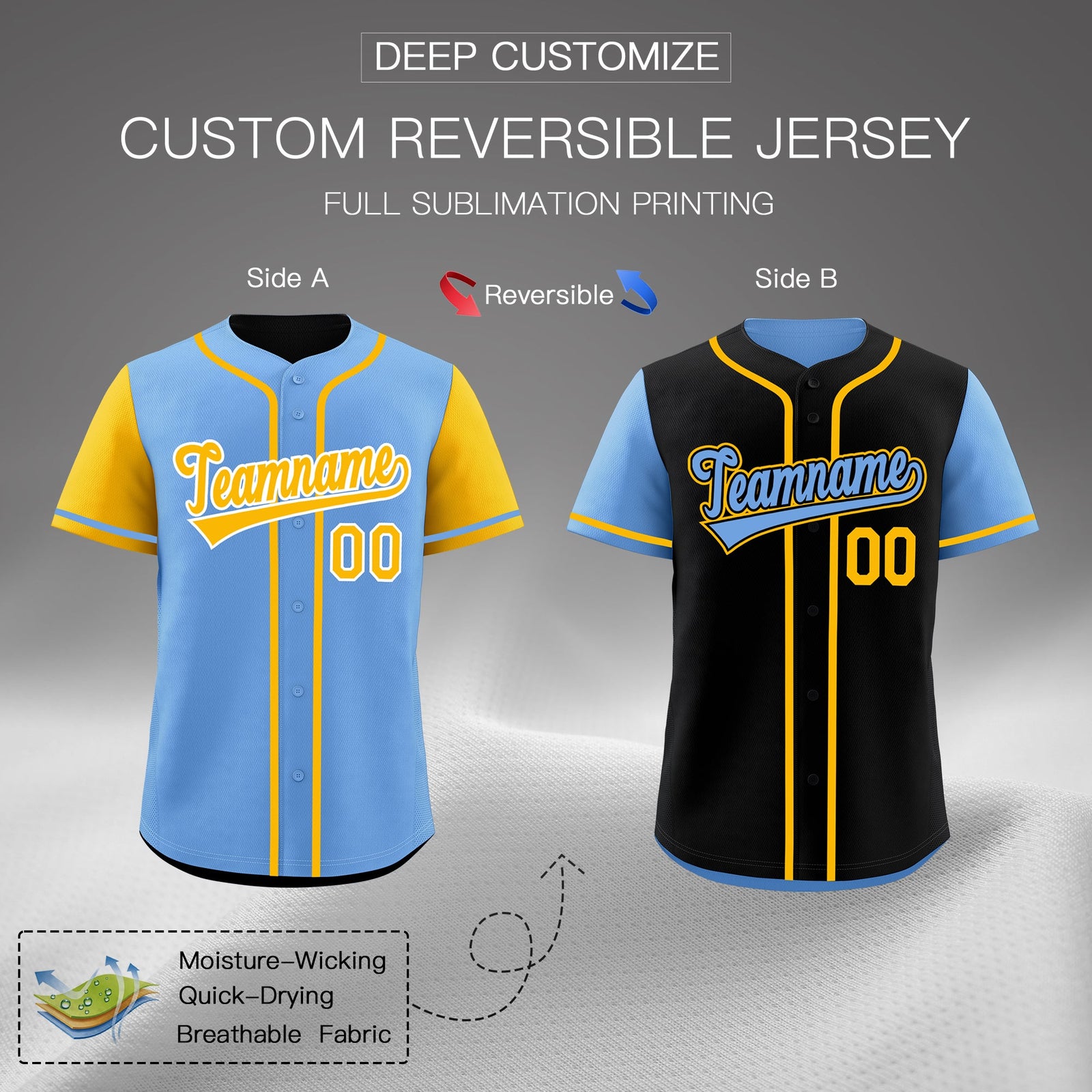 Custom Navy White Light Blue Reversible Raglan Sleeves Baseball Jersey| KXKSHOP