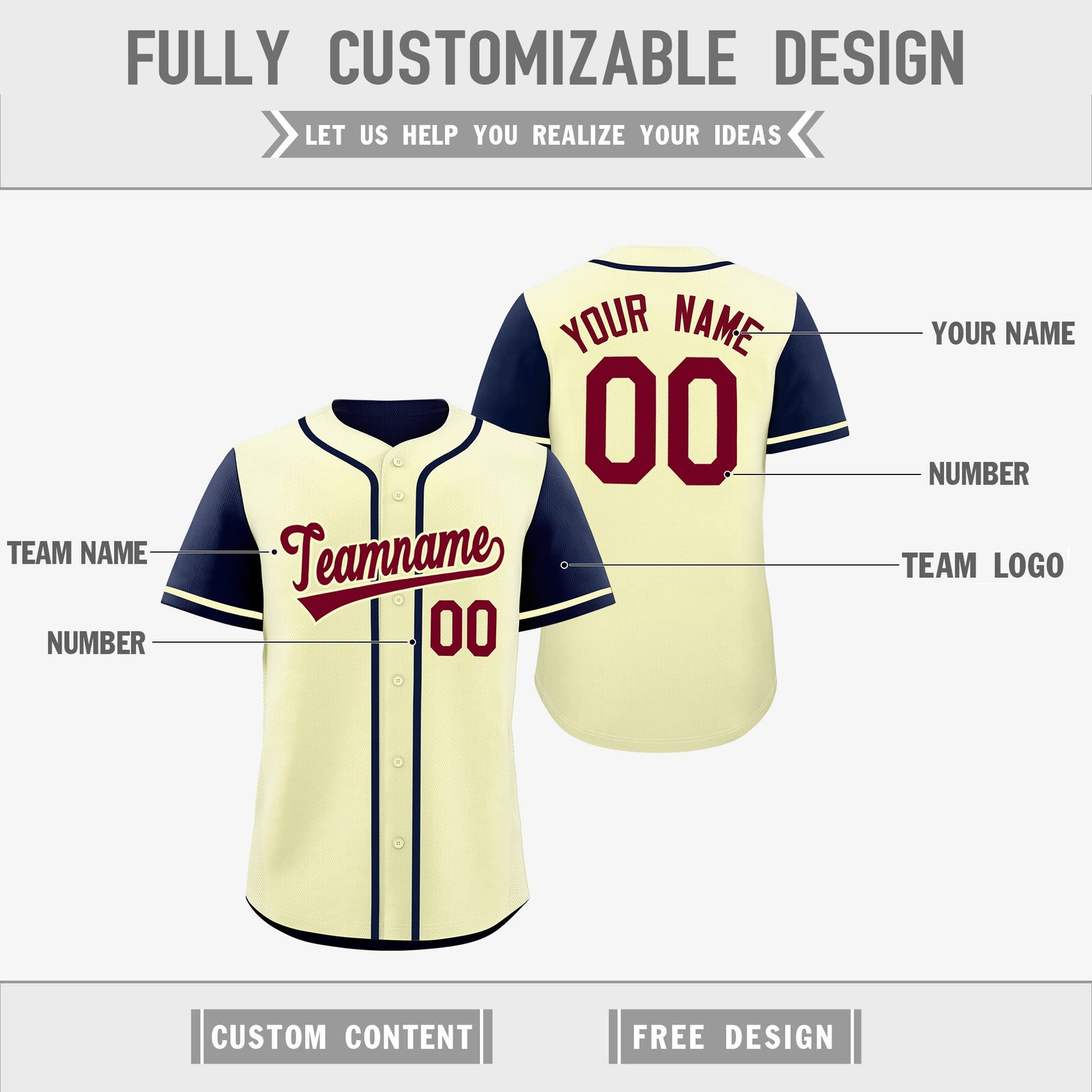 Custom Cream Black Reversible Raglan Sleeves Baseball Jersey| KXKSHOP
