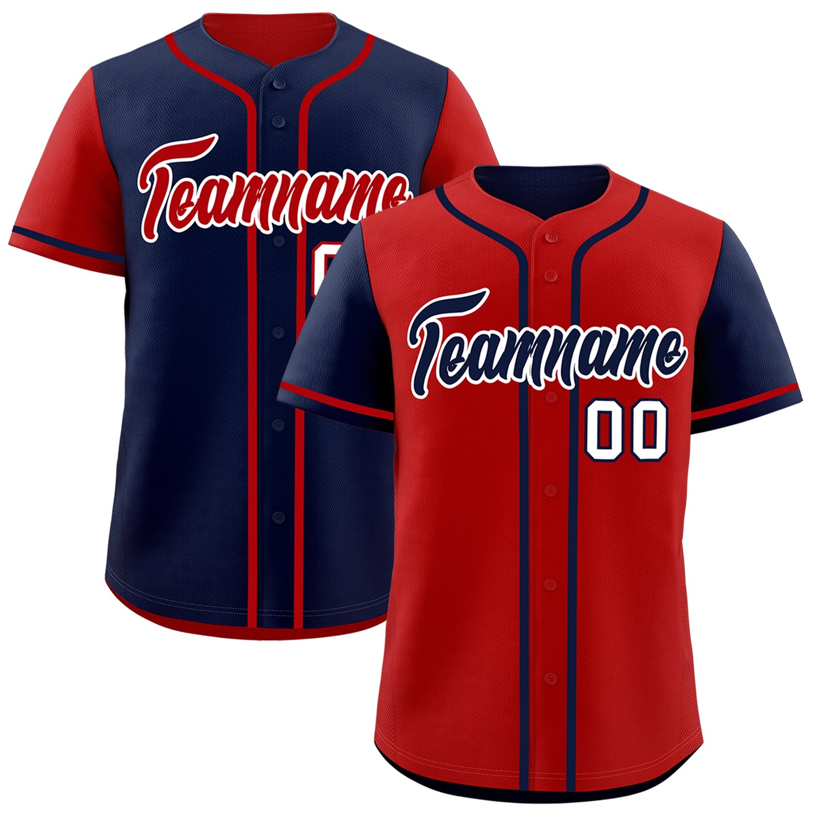 Custom Navy Red Reversible Raglan Sleeves Baseball Jersey| KXKSHOP