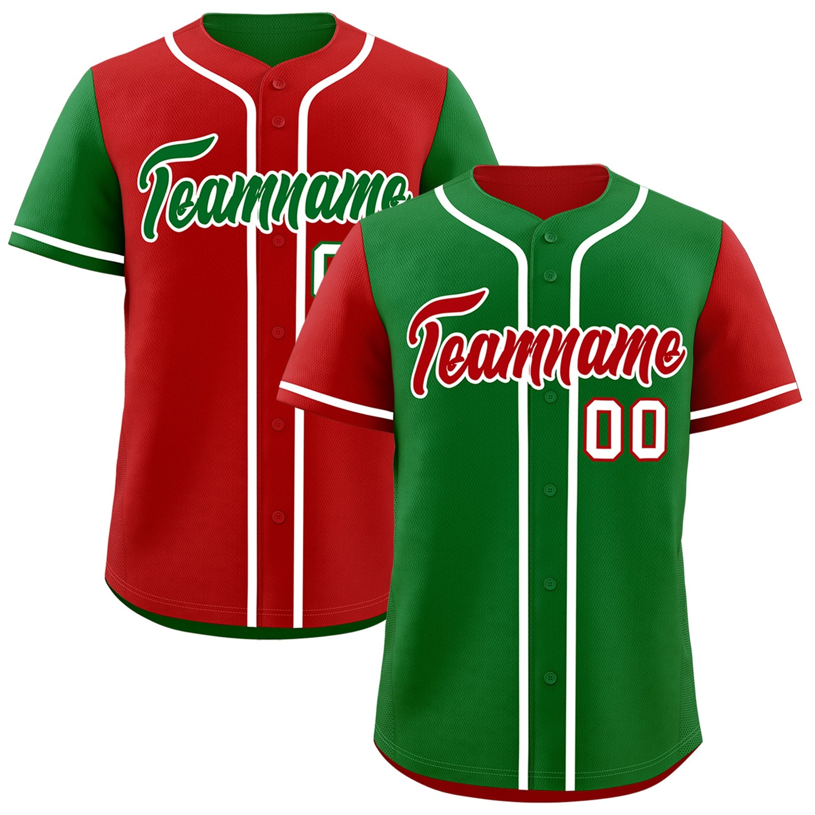 Custom Kelly Green Red Reversible Raglan Sleeves Baseball Jersey| KXKSHOP