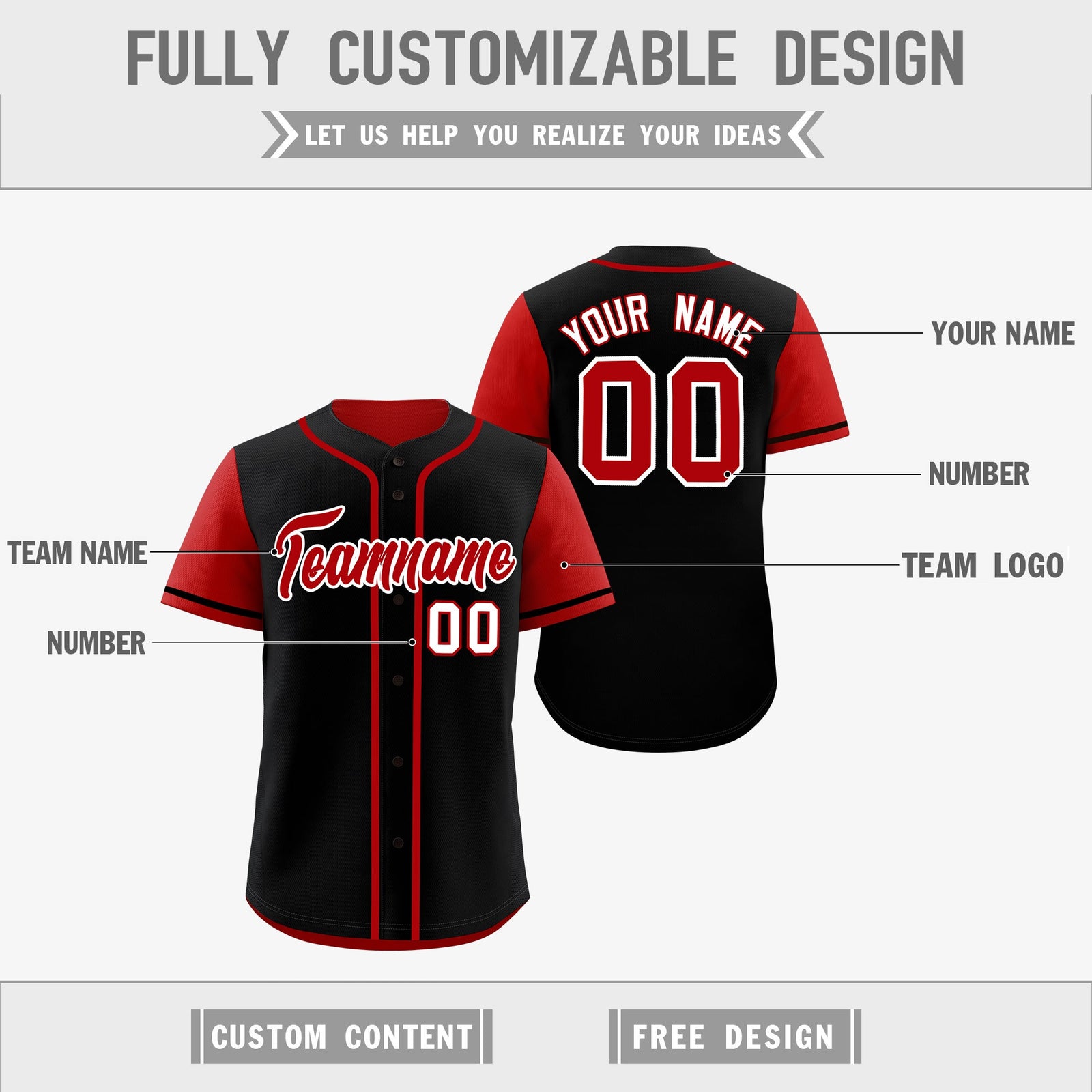 Custom Red Black Reversible Raglan Sleeves Baseball Jersey| KXKSHOP