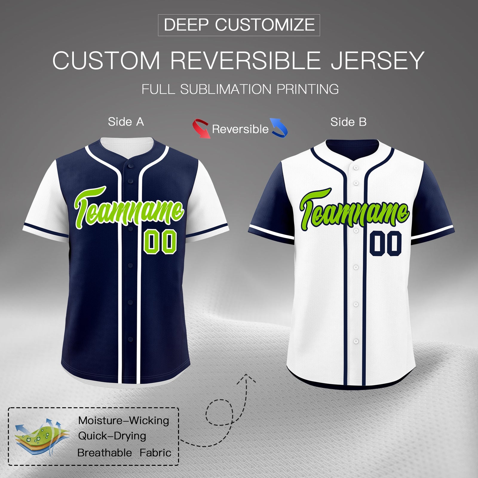 Custom White Navy Reversible Raglan Sleeves Baseball Jersey| KXKSHOP