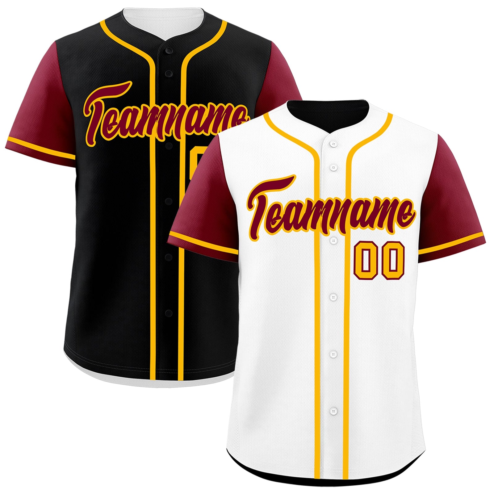 Custom White Black Yellow Reversible Raglan Sleeves Baseball Jersey| KXKSHOP