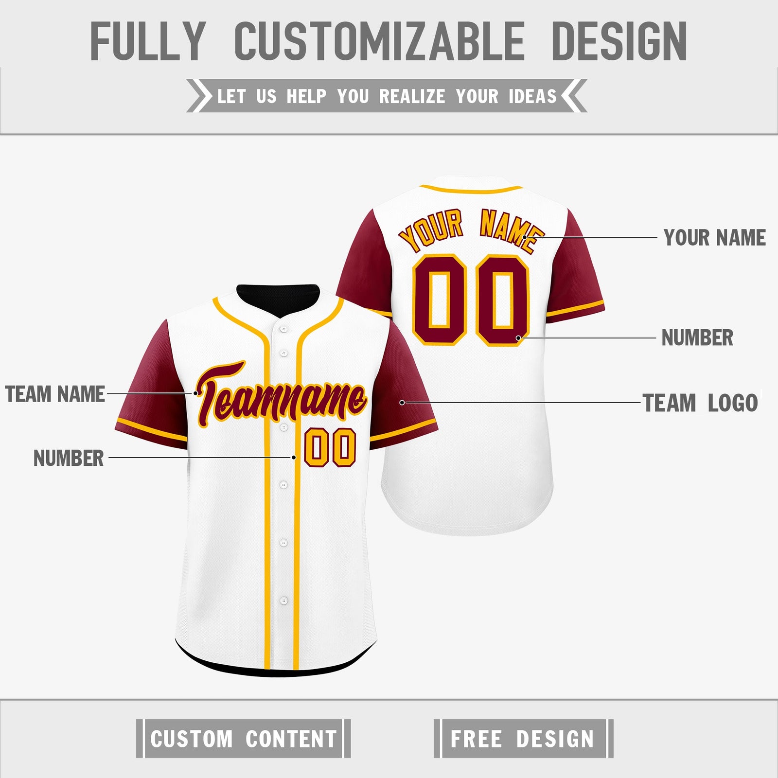 Custom White Black Yellow Reversible Raglan Sleeves Baseball Jersey| KXKSHOP