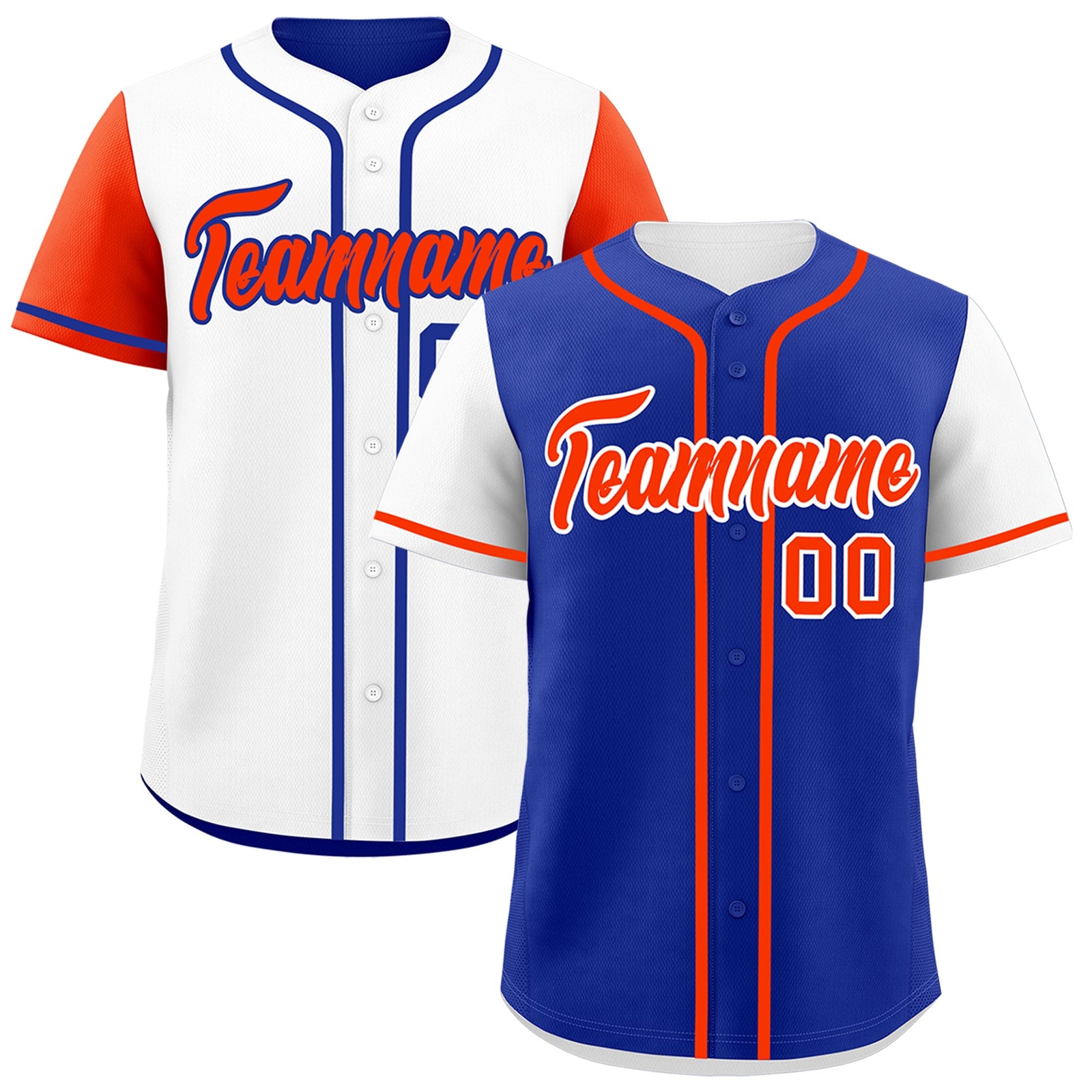 Custom Royal Blue White Orange Reversible Raglan Sleeves Baseball Jersey| KXKSHOP