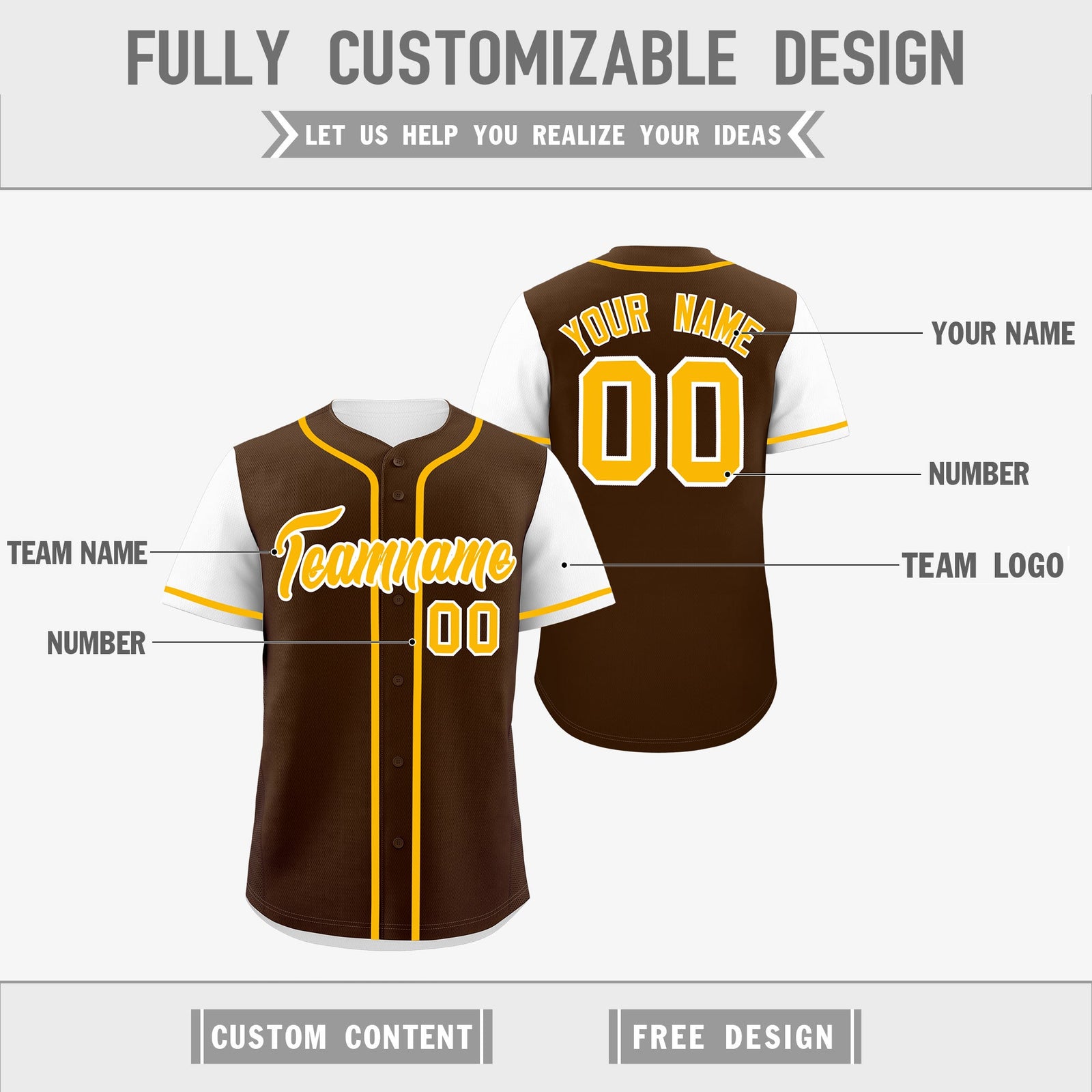 Custom Brown White Orange Reversible Raglan Sleeves Baseball Jersey| KXKSHOP