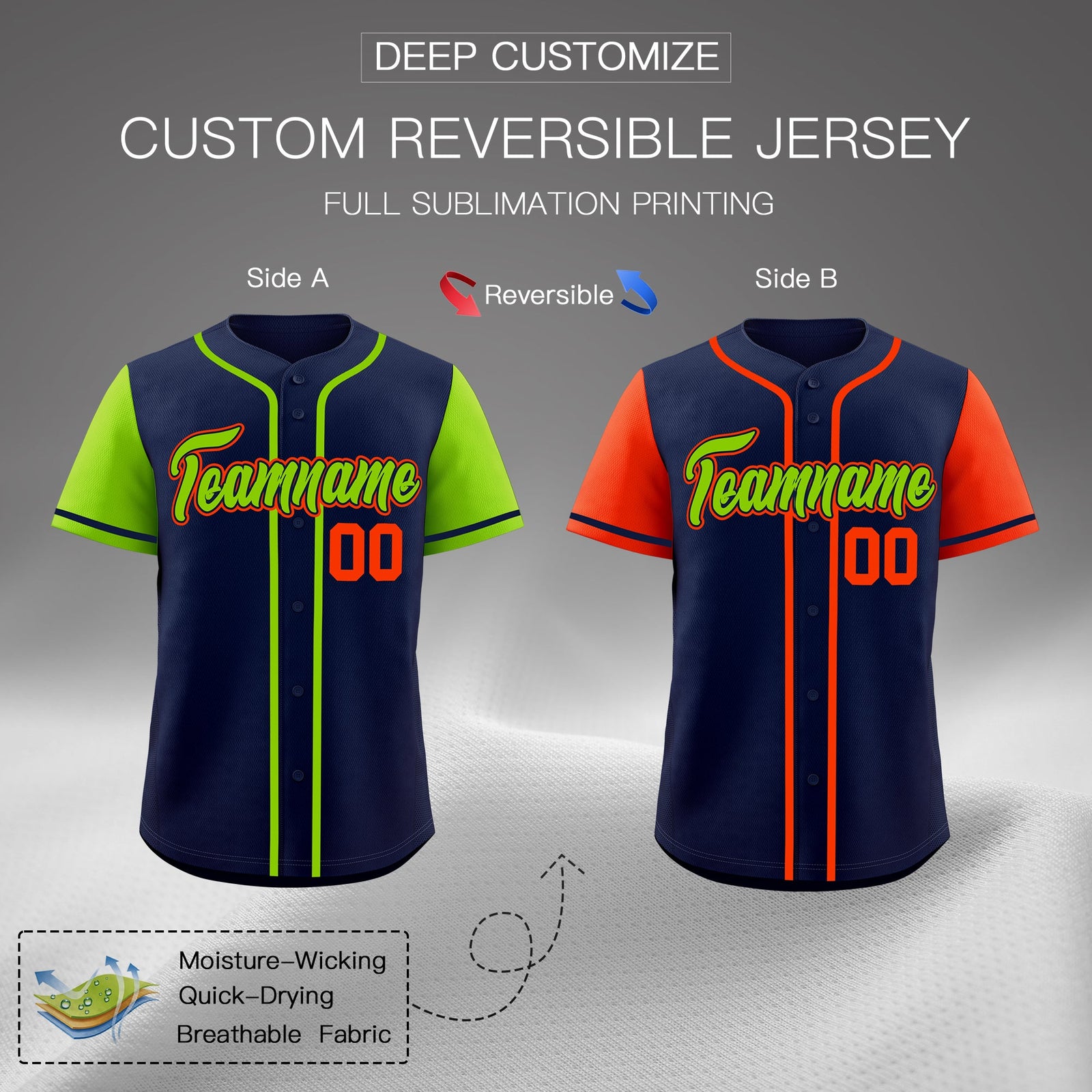 Custom Navy Red White Reversible Raglan Sleeves Baseball Jersey| KXKSHOP