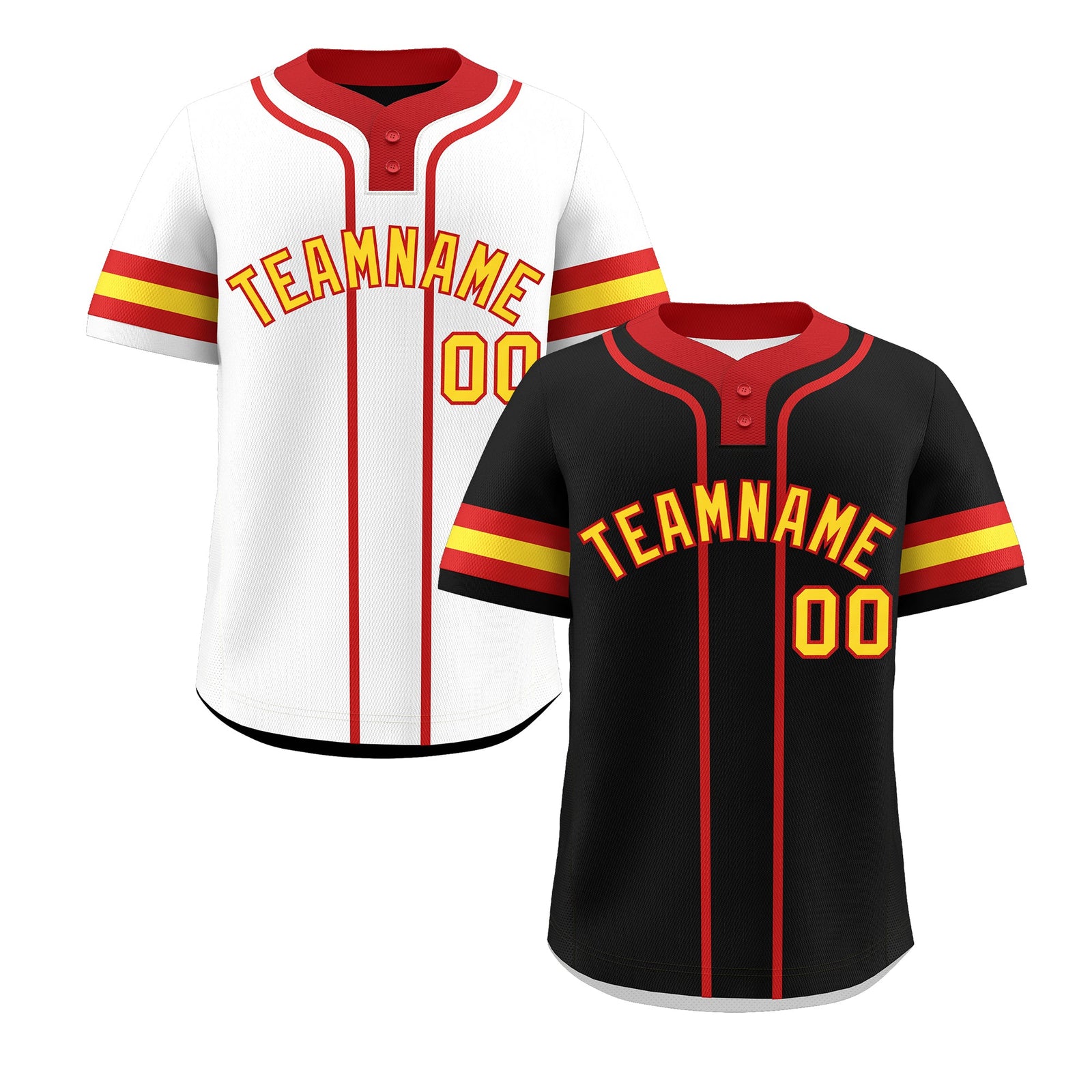 Custom Red Gold Reversible Classic Style Two-Button Baseball Jersey| KXKSHOP